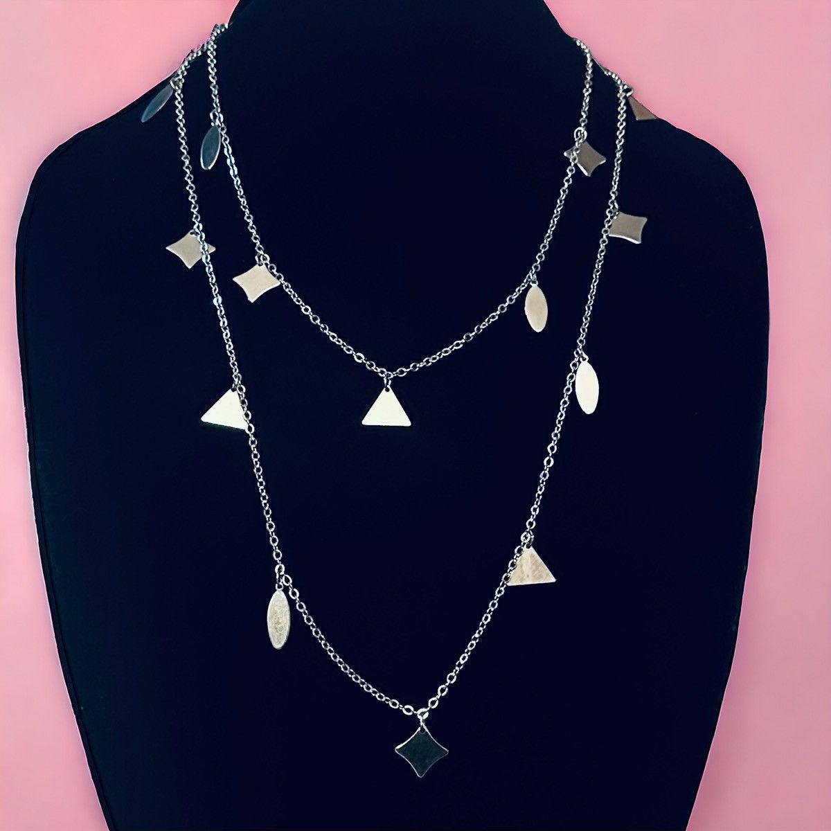 Vintage Vintage long geometric shapes charm necklace Size ONE SIZE - 1 Thumbnail