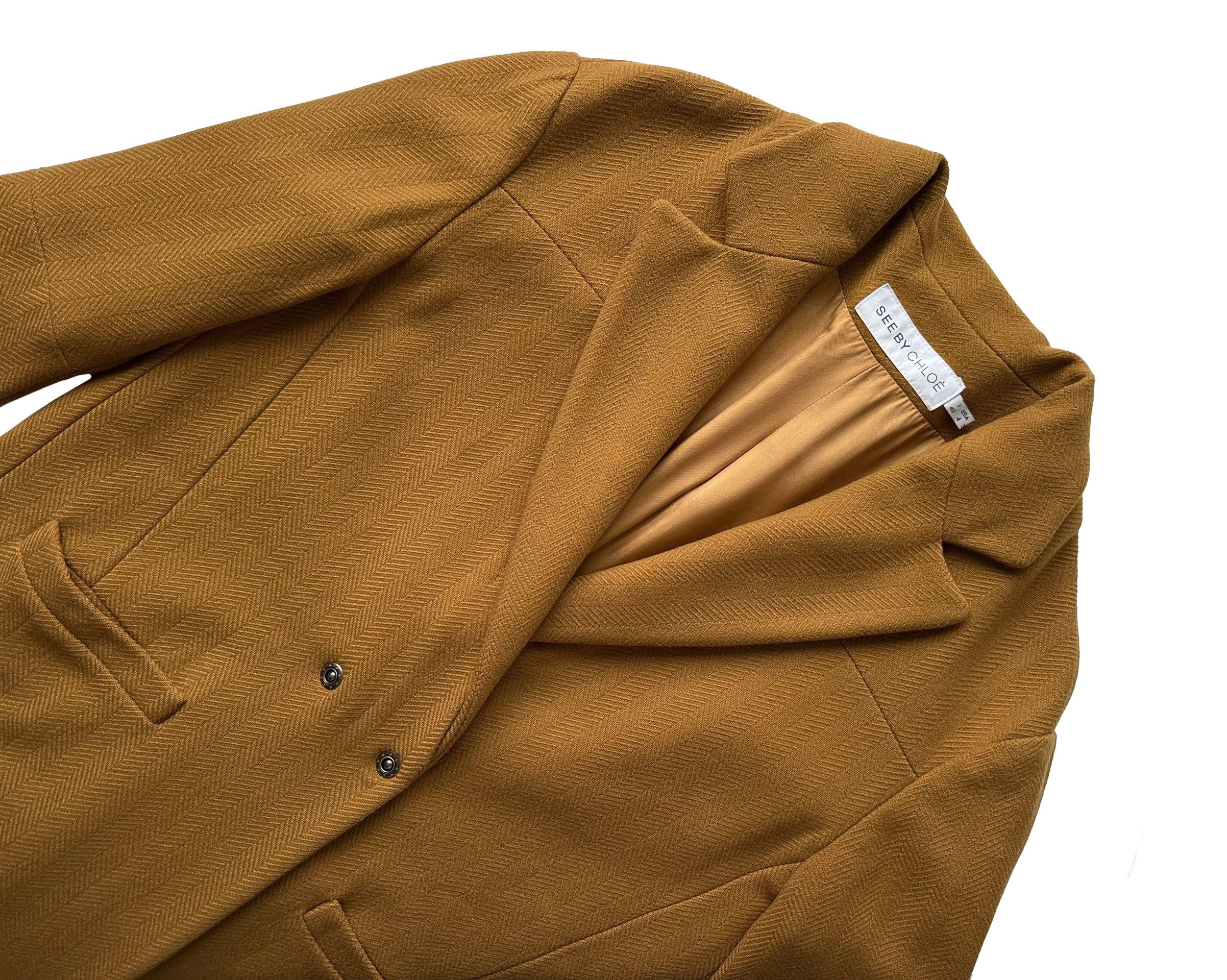 See by Chloe SEE BY CHLOE mustard wool tweed oversized coat Size XS / US 0-2 / IT 36-38 - 3 Thumbnail