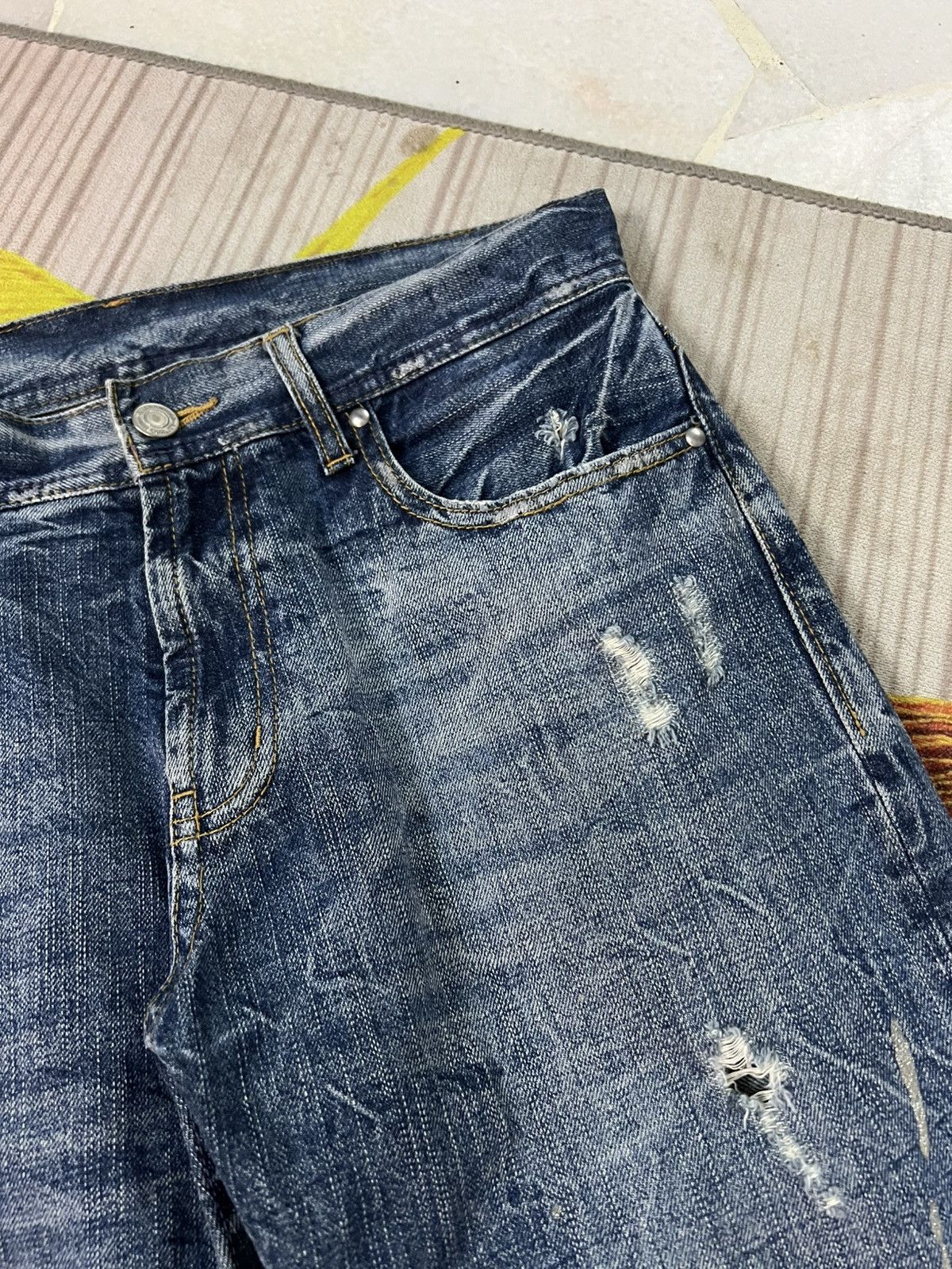 Japanese Brand 💥Flare💥Japanese Unbrand Distressed Jean Size US 31 - 9 Thumbnail