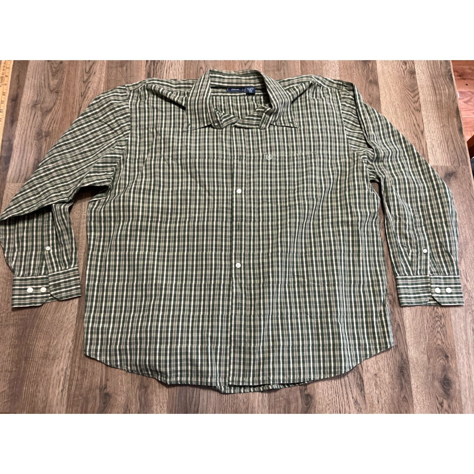 Vintage Salt Water Shirt Men 2XL Plaid Button-Up Long Sleeve Green Gray Shirt Size US XXL / EU 58 / 5 - 2 Thumbnail
