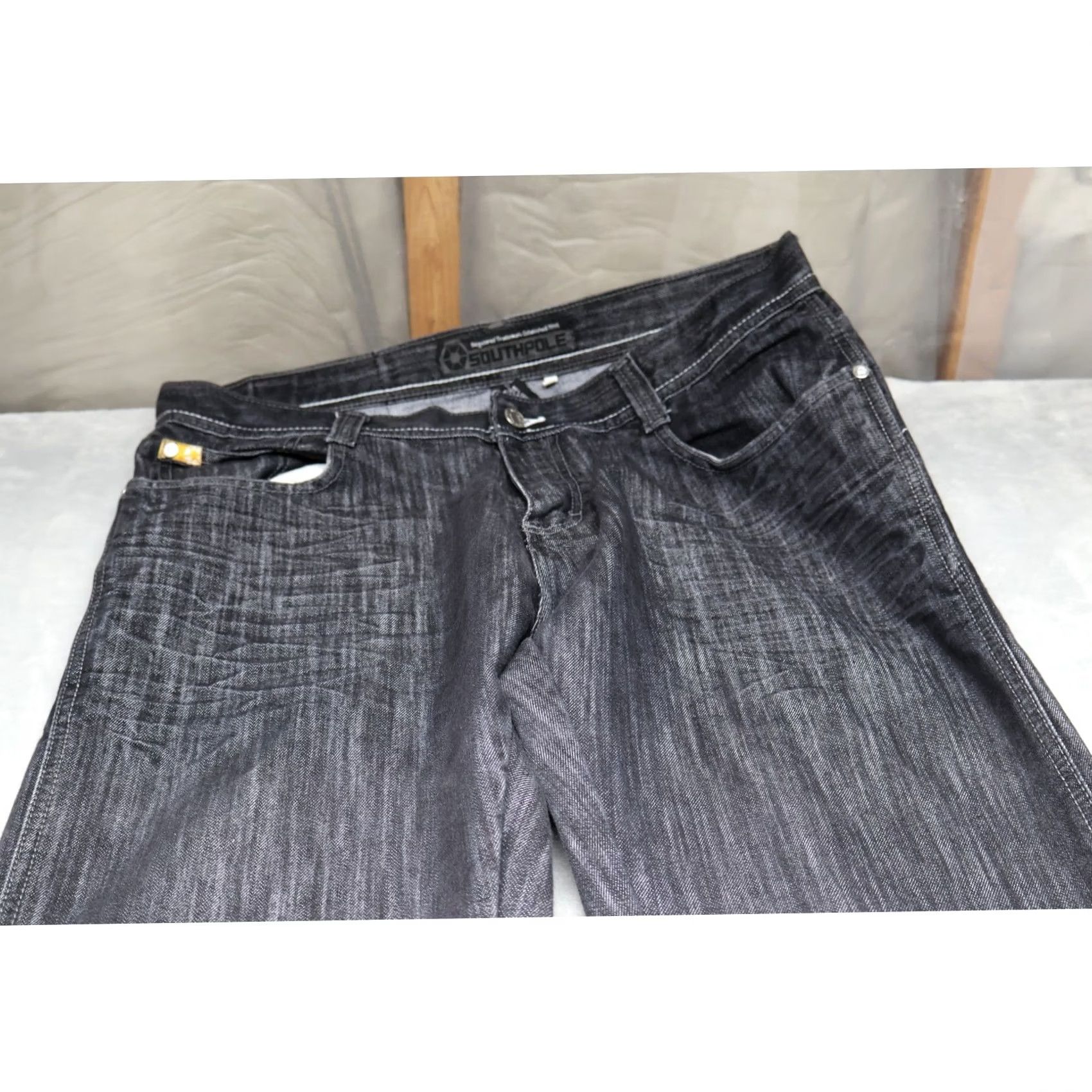 Southpole VINTAGE Southpole Jeans Mens 34x34 Black Denim Relaxed Straight 5-Pocket Hip Hop Streetwear Boys/Girls Size US 34 / EU 50 - 2 Thumbnail