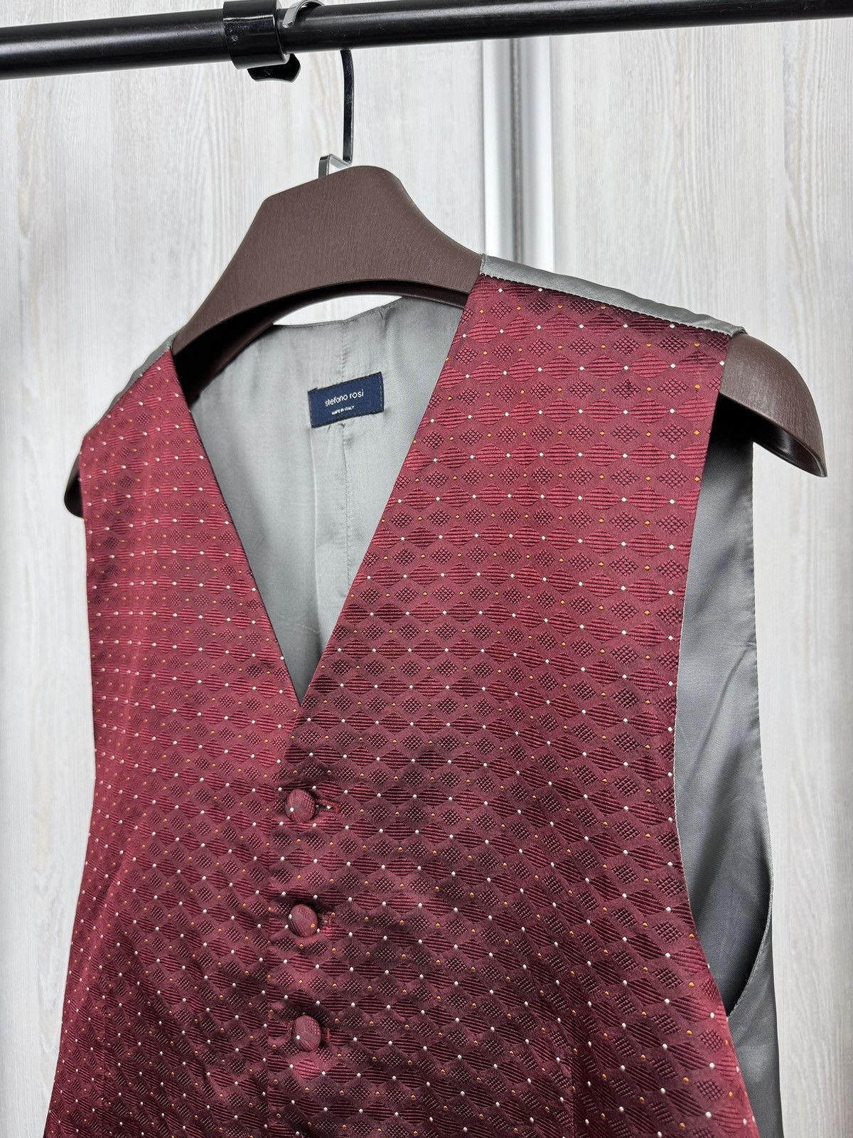 Stefano Ricci Stefano Rosi red silk pattern dot classic vest tailoring Size 42R - 3 Thumbnail