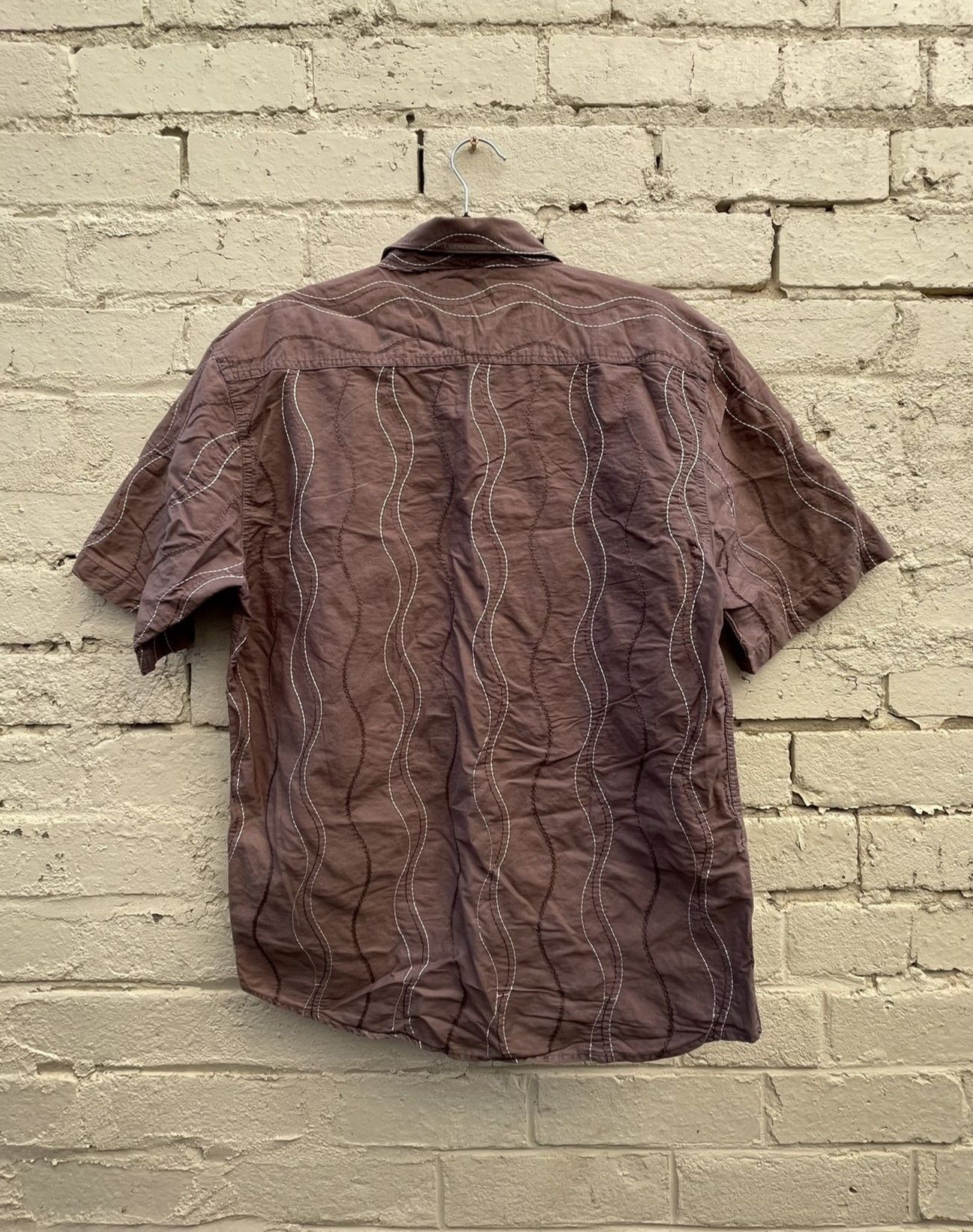 Adidas 2000s button up shirt Brown White Y2k cyber style Size US L / EU 52-54 / 3 - 2 Thumbnail