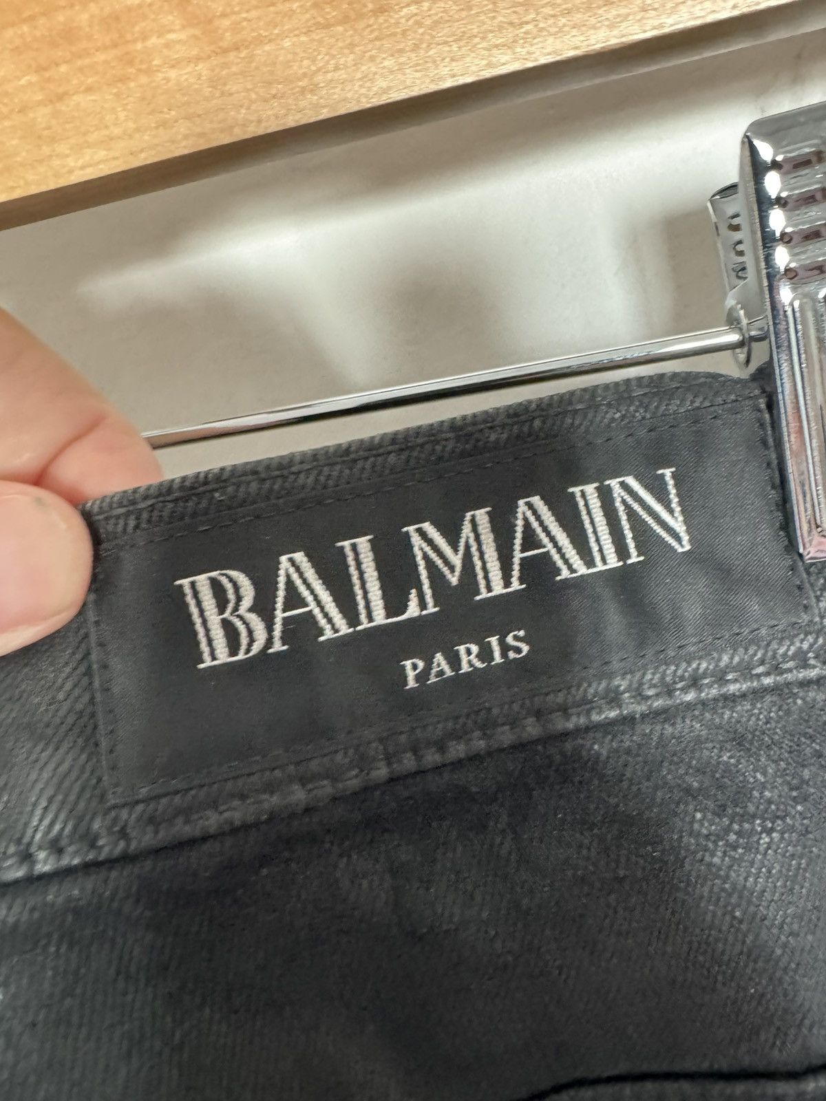 Balmain Waxed Biker Denim Size US 33 - 3 Thumbnail