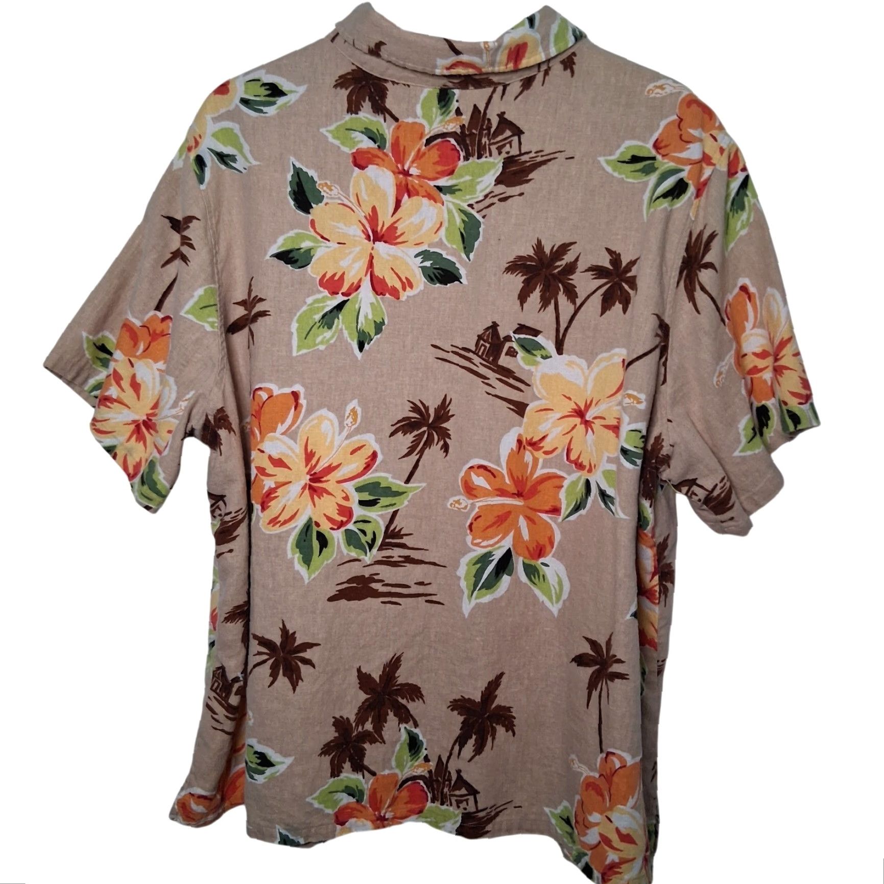 Vintage VINTAGE? White Stag Womens Plus Size Shirt 22 24 Brown Linen Blend Hawaiin Beach Hibiscus Size 3XL / US 20-22 - 2 Thumbnail