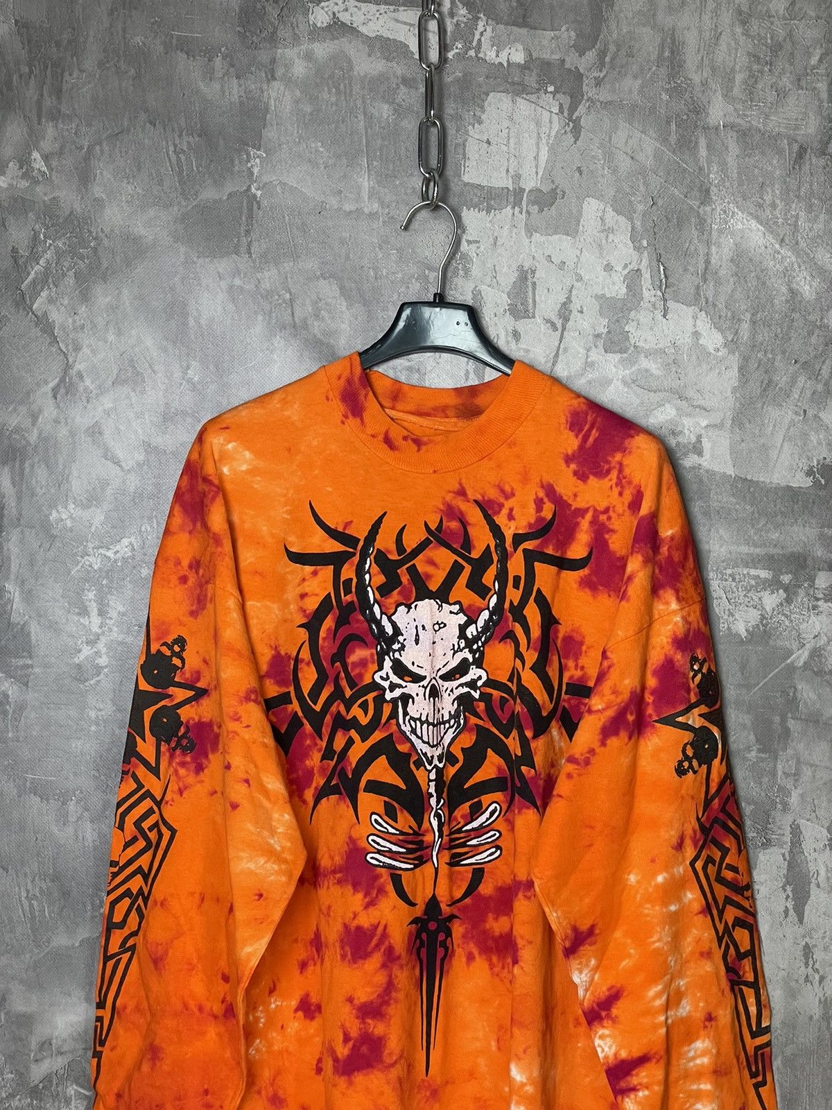 Vintage Y2K Crazy skull Printed longsleeve All Over Rare Size US L / EU 52-54 / 3 - 3 Thumbnail