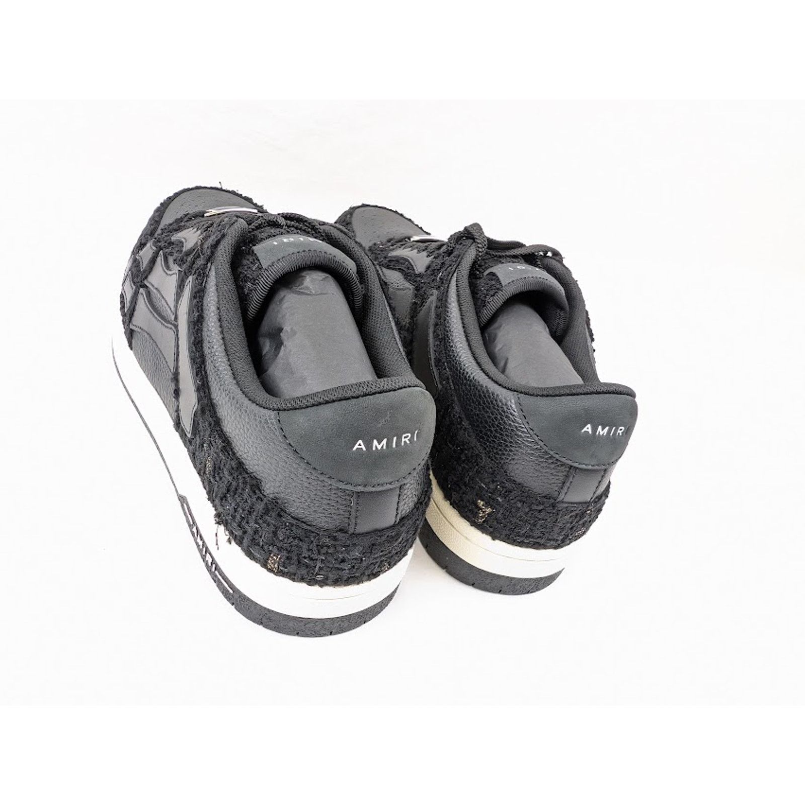 Amiri o1rshd1 Boucle Skelton Low-Top Sneakers in Black Size US 12 / EU 45 - 18 Thumbnail