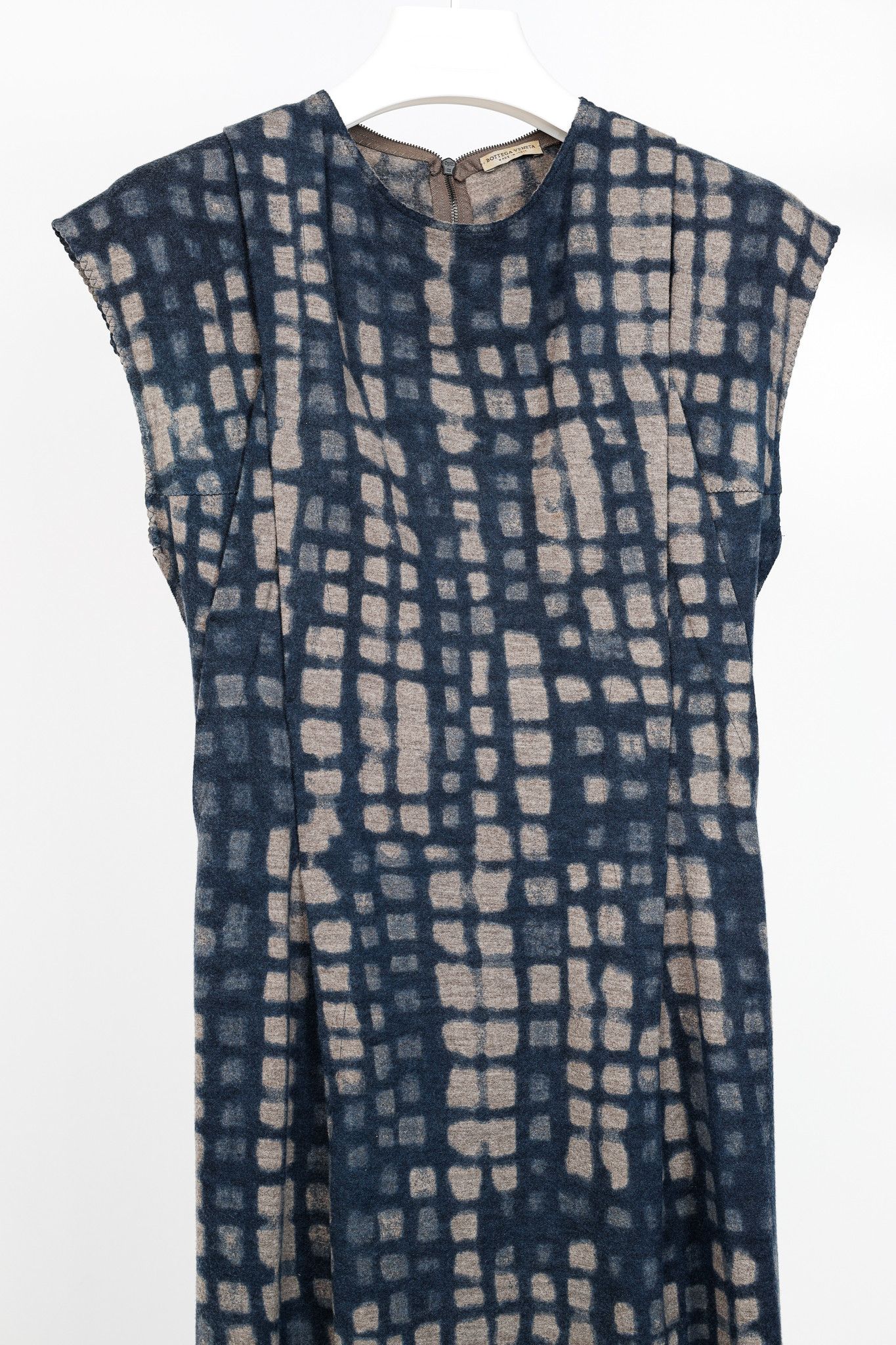 Bottega Veneta Bottega Veneta Blue & Grey Printed Wool Dress Size M / US 6-8 / IT 42-44 - 3 Thumbnail