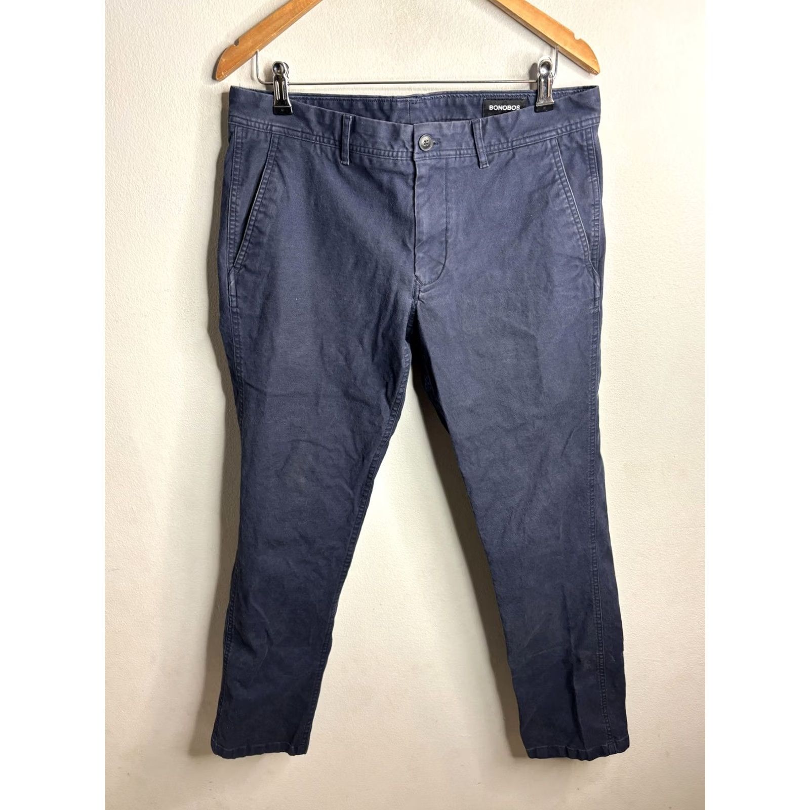 Bonobos Bonobos Pants Mens 34x32 Blue Cotton Chino Flat Front Pockets Tapered Leg Casual Reading: 33x32? Size US 33 - 3 Thumbnail