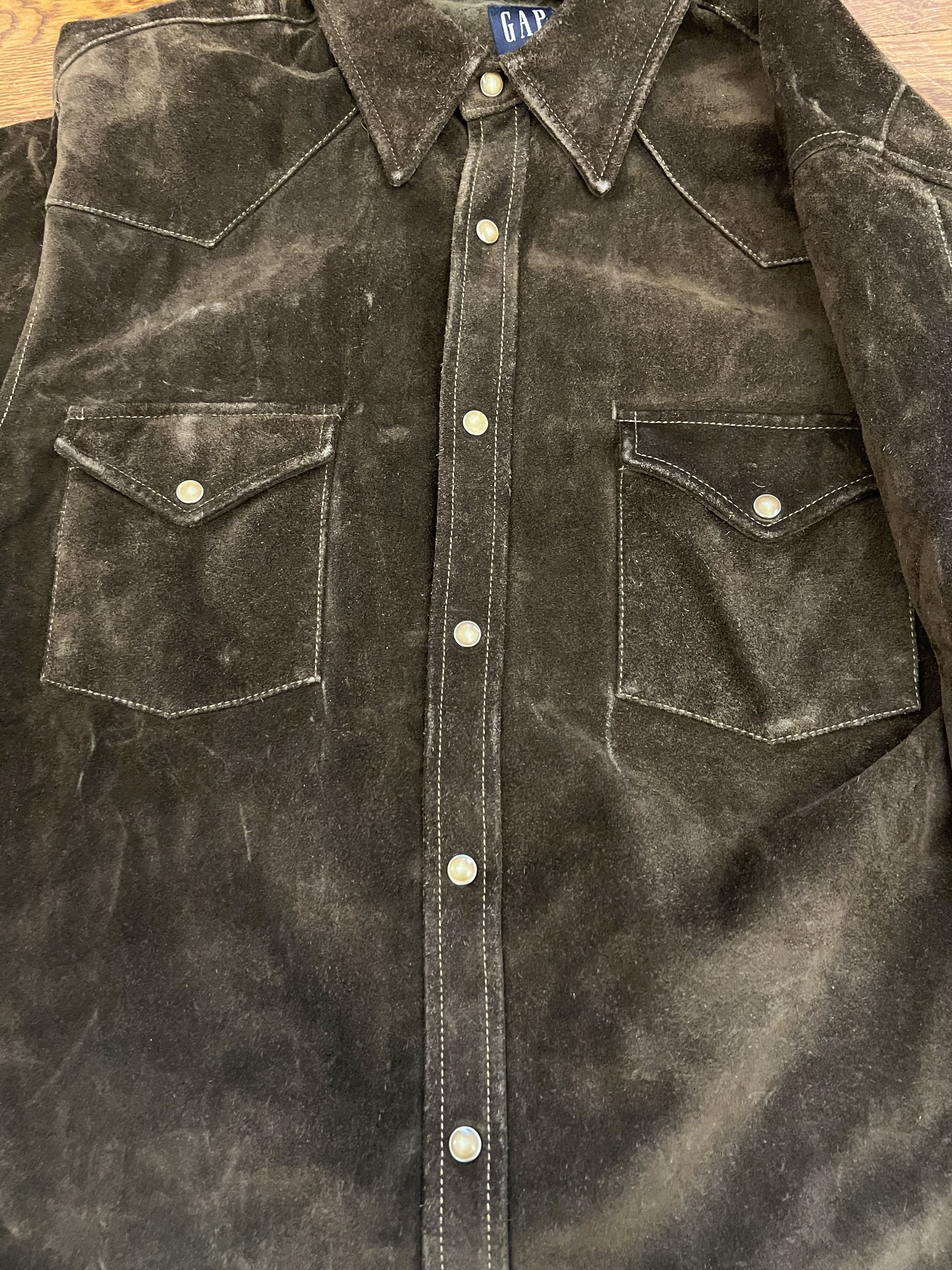Gap Cow split Suede Cowboy button up long sleeve