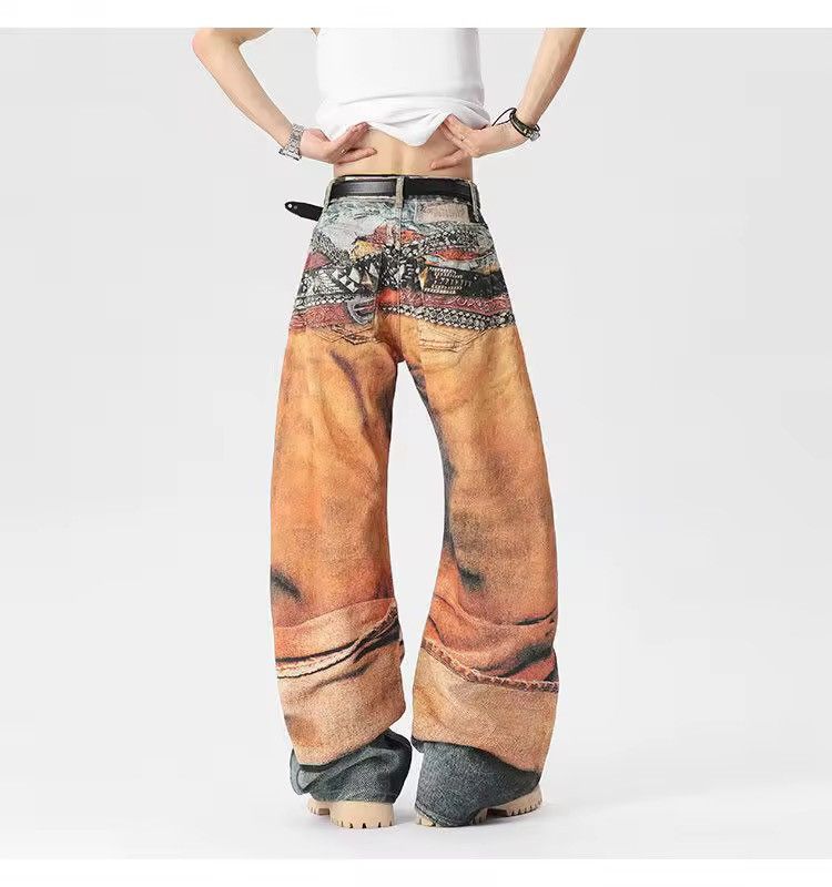 Other Unique vintage printed wide leg denim Size US 30 / EU 46 - 3 Thumbnail