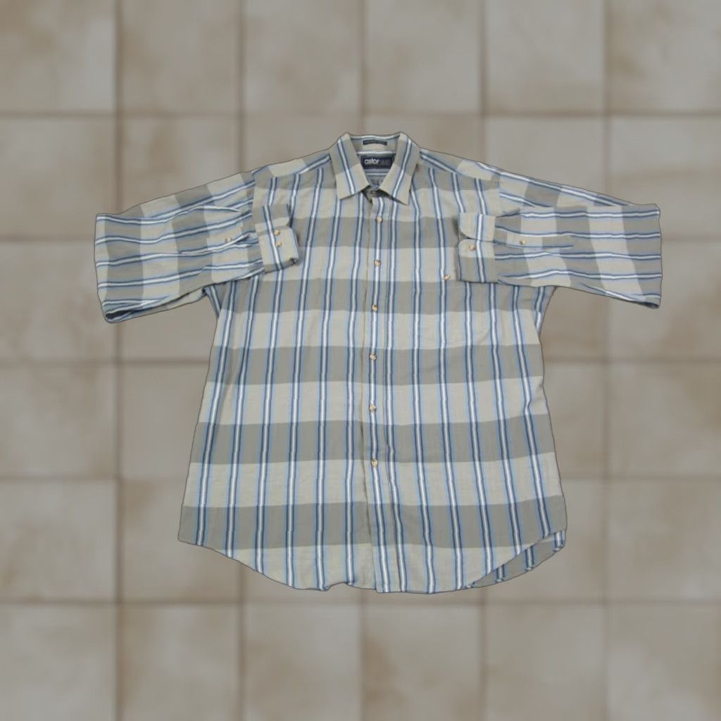 Vintage VINTAGE Astor One Shirt Mens Button-Up Gray Striped 90s 80s Large L Adult Men Shirt-Black? Size US L / EU 52-54 / 3 - 1 Thumbnail