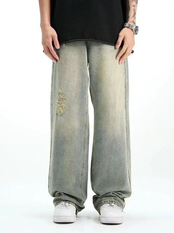 Vintage Men's Retro Casual Loose Straight Leg Ripped Jeans Size US 32 / EU 48 - 2 Thumbnail