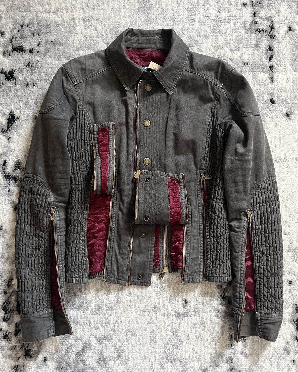 image of Archival Clothing x Dolce Gabbana Aw2003 Dolce & Gabbana Multi Zips Utility Jacket in Grey (Size Sm