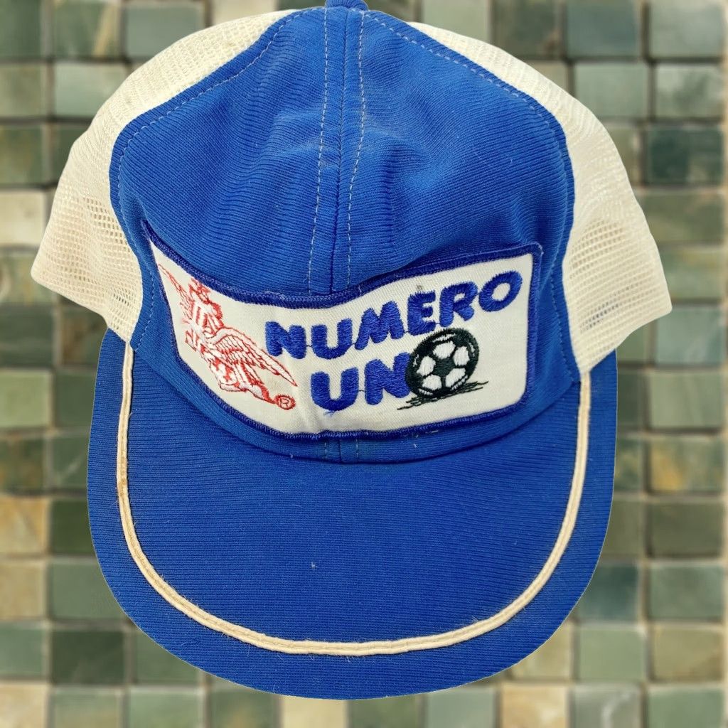 Vintage VINTAGE Numero Uno Patch Soccer Snapback Hat Cap Made in USA Blue 1970s Original Trucker Size ONE SIZE - 1 Thumbnail