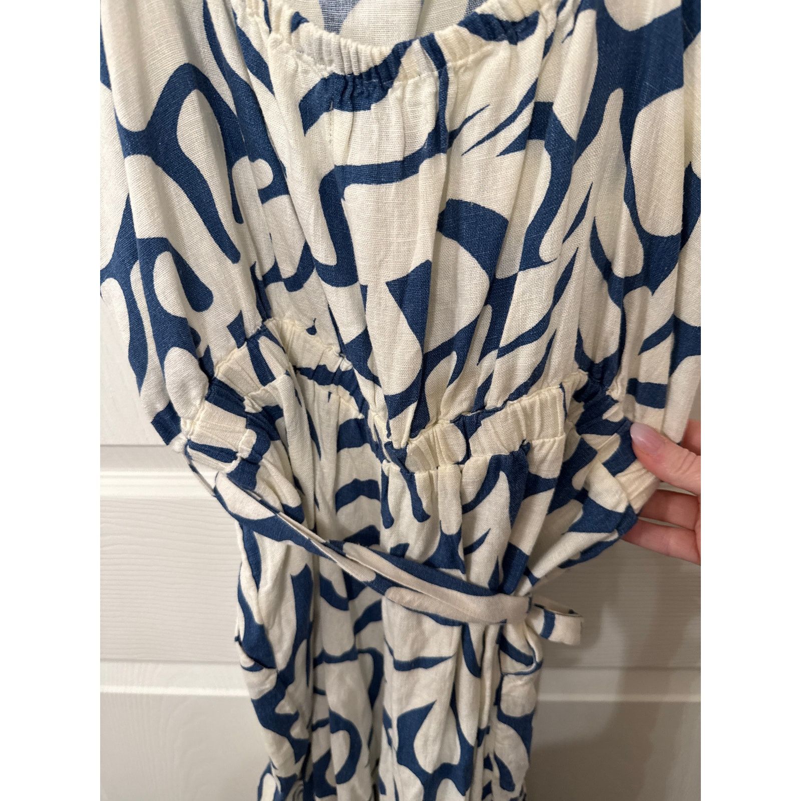Sonoma NWOT Sonoma Blue&White Belted Linen Blend Pants Jumpsuit, XL Size 34" / US 12 / IT 48 - 6 Thumbnail