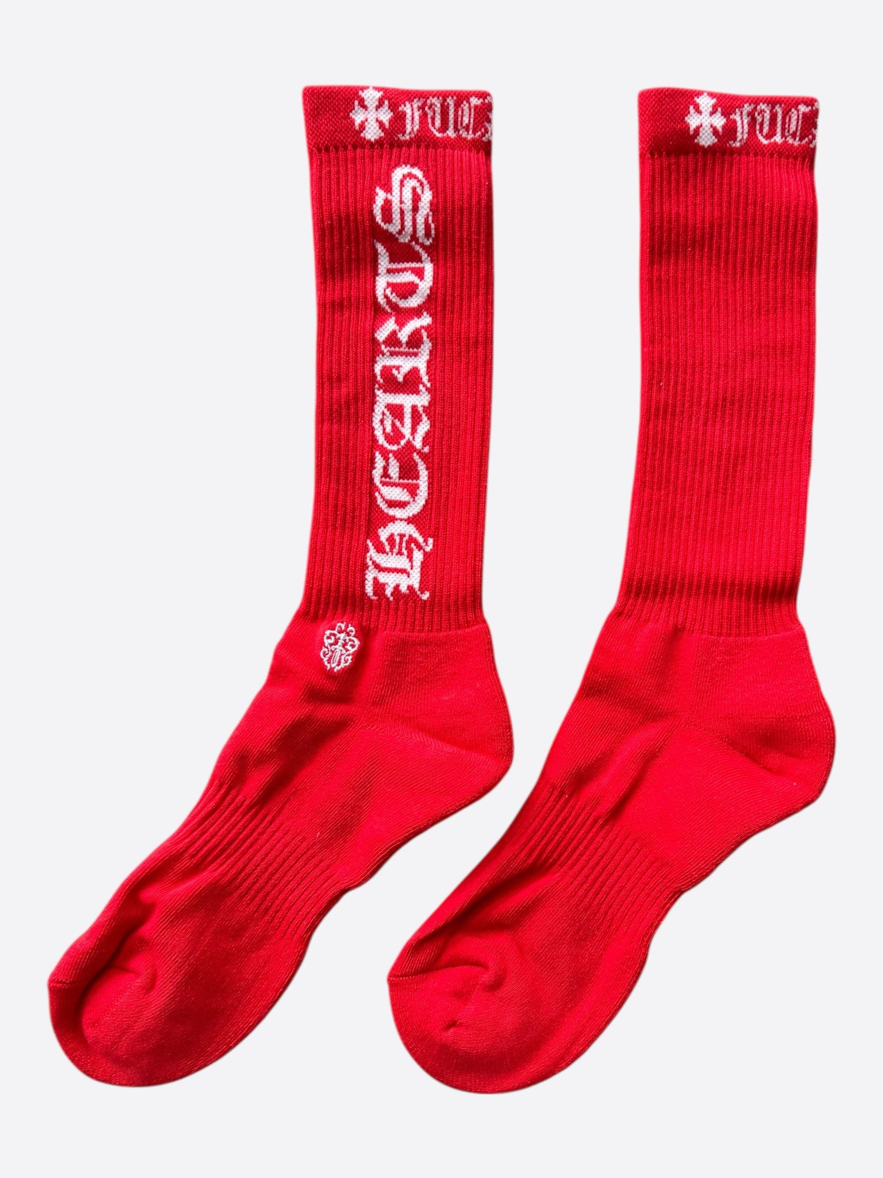 Chrome Hearts Chrome Hearts Red & White Script Logo Socks Size ONE SIZE - 2 Thumbnail
