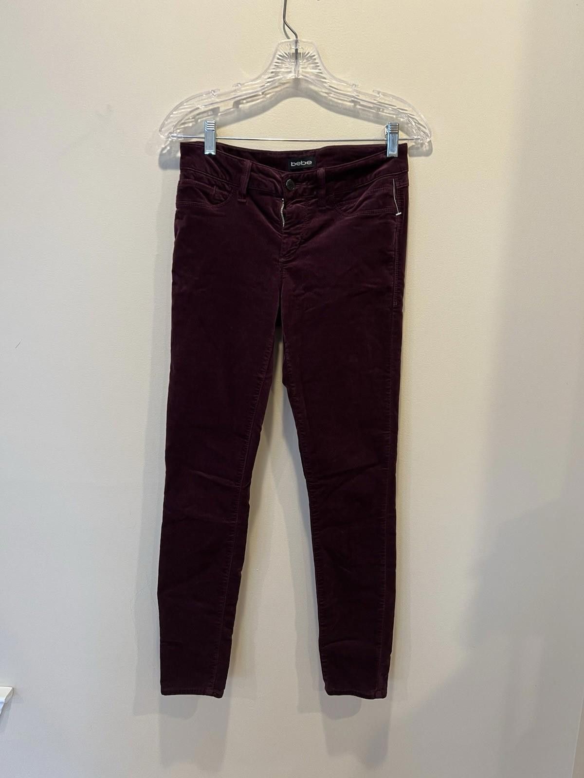 United Colors Of Benetton bebe Burgundy Velveteen Skinny Pants Size 7 Stretch USA Made Size 28" / US 6 / IT 42 - 1 Thumbnail