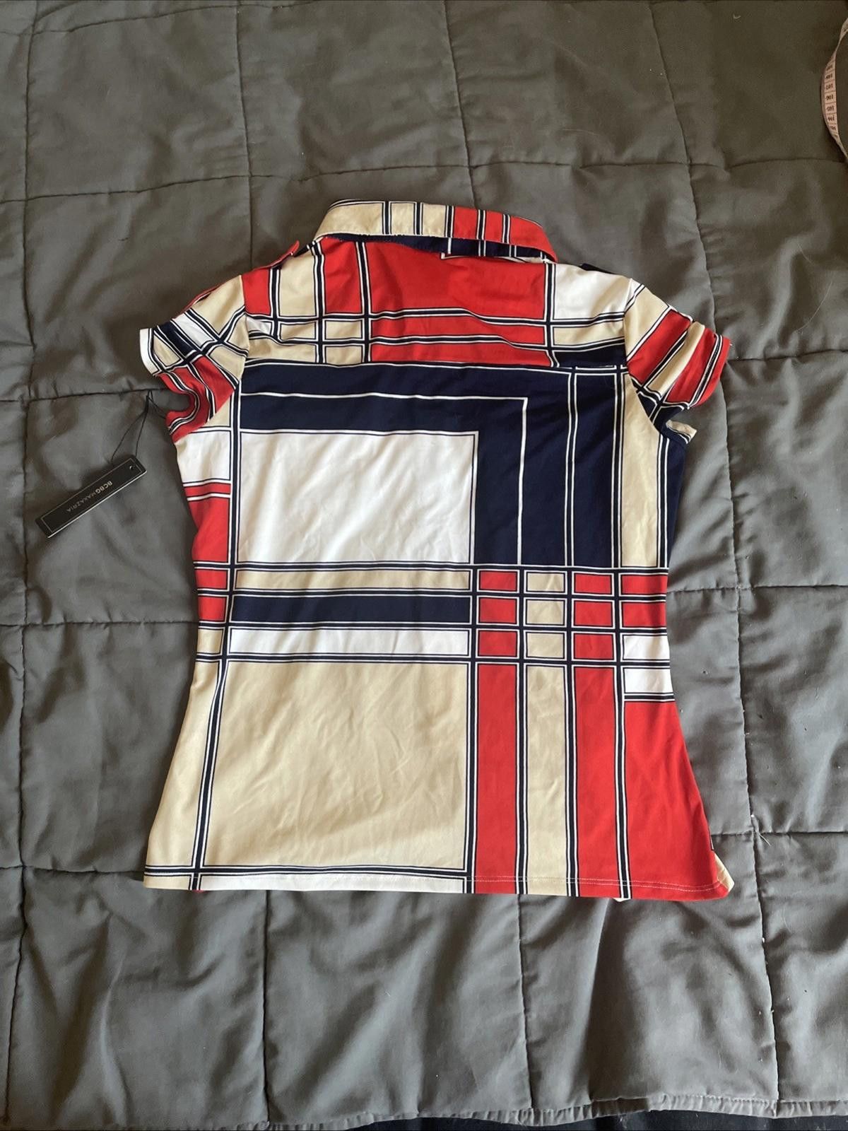 Bcbgmaxazria BCBG Maxazria Mondrian Women’s Shirt (S) Gold Snaps Size S / US 4 / IT 40 - 4 Thumbnail