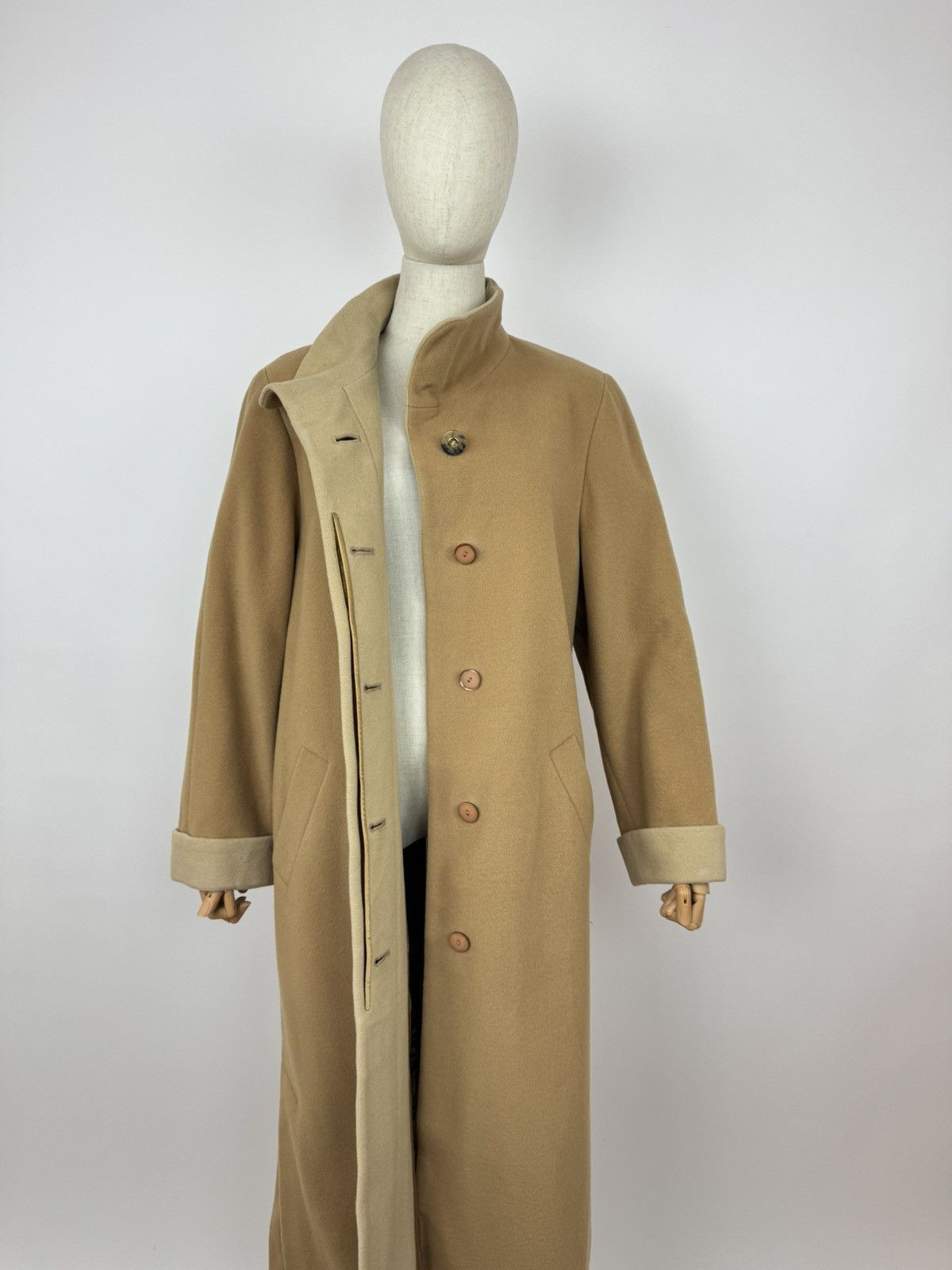 Other Delmod Wool Blend Coat Vintage Merino Velour Beige Peacoat Size S / US 4 / IT 40 - 3 Thumbnail