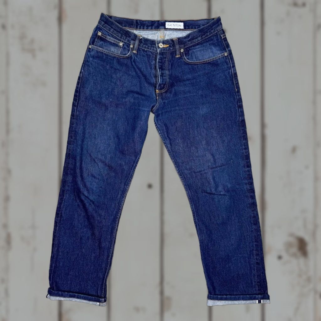 Gustin VINTAGE Gustin Jeans USA Straight 36 x 28 Men's Blue Denim 5-Pocket Cotton Regular Button 1990s Size US 36 / EU 52 - 1 Thumbnail
