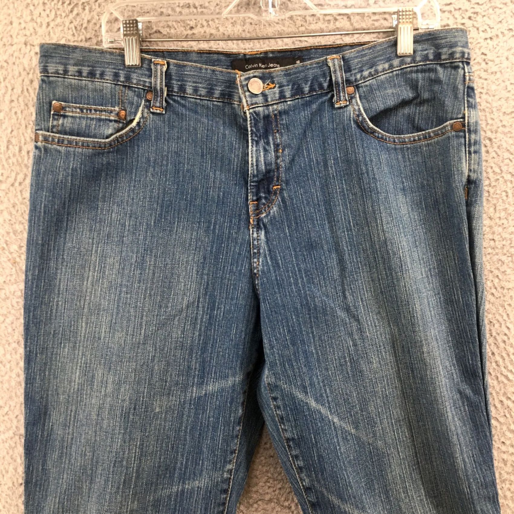 Calvin Klein Calvin Klein Jeans Straight Leg Womens 16 Blue Denim High Rise 36x31 Size 38" / US 16 / IT 52 - 2 Thumbnail