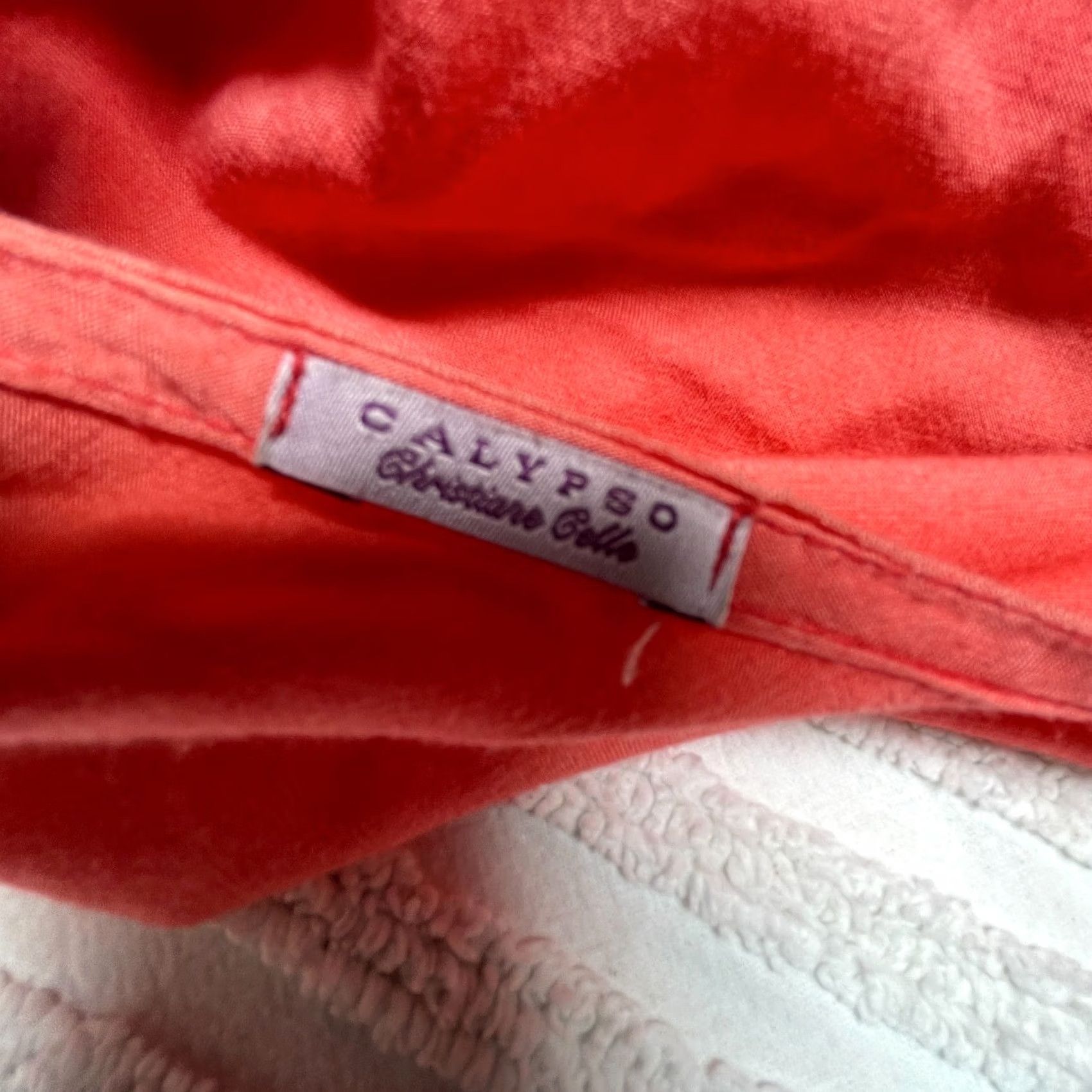 Vintage Calypso by Christiane Celle Womens V-Neck Embroidered Dress Orange One Size Size ONE SIZE - 3 Thumbnail