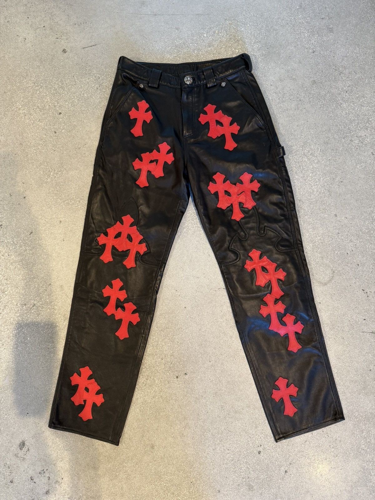 Chrome Hearts Chrome Hearts Leather Flooded Pants (1of1) 🔥👹🔥 Size US 26 / EU 42 - 12 Thumbnail