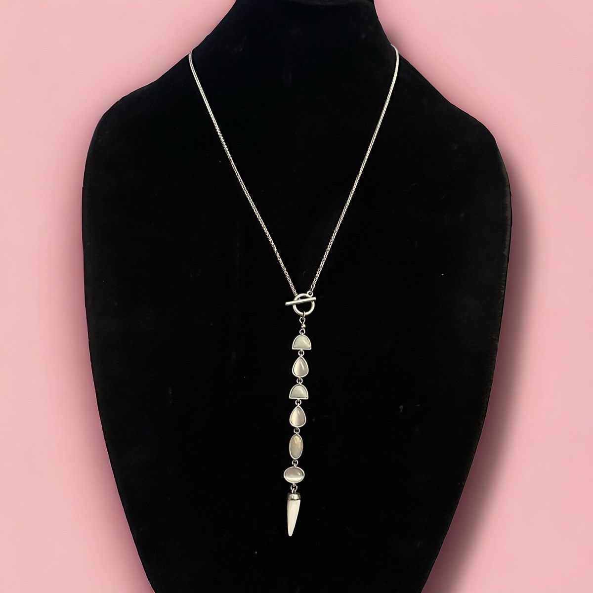 Lucky Brand Lucky Brand silver moonstone drop pendant toggle necklace Size ONE SIZE - 1 Thumbnail