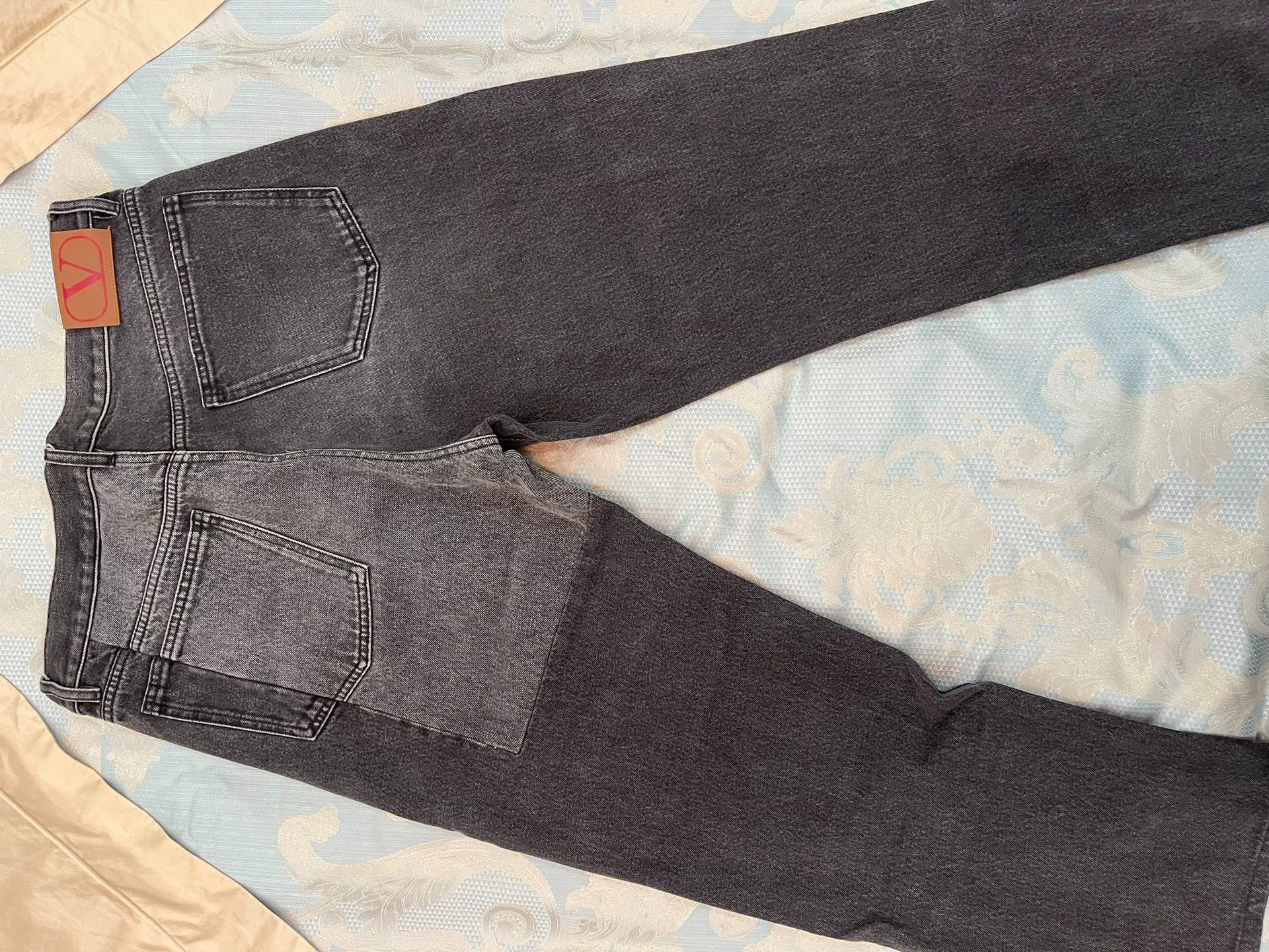 Valentino Valentino 33 Color Blocked Leather Logo Patch Jeans Size US 33 - 2 Thumbnail