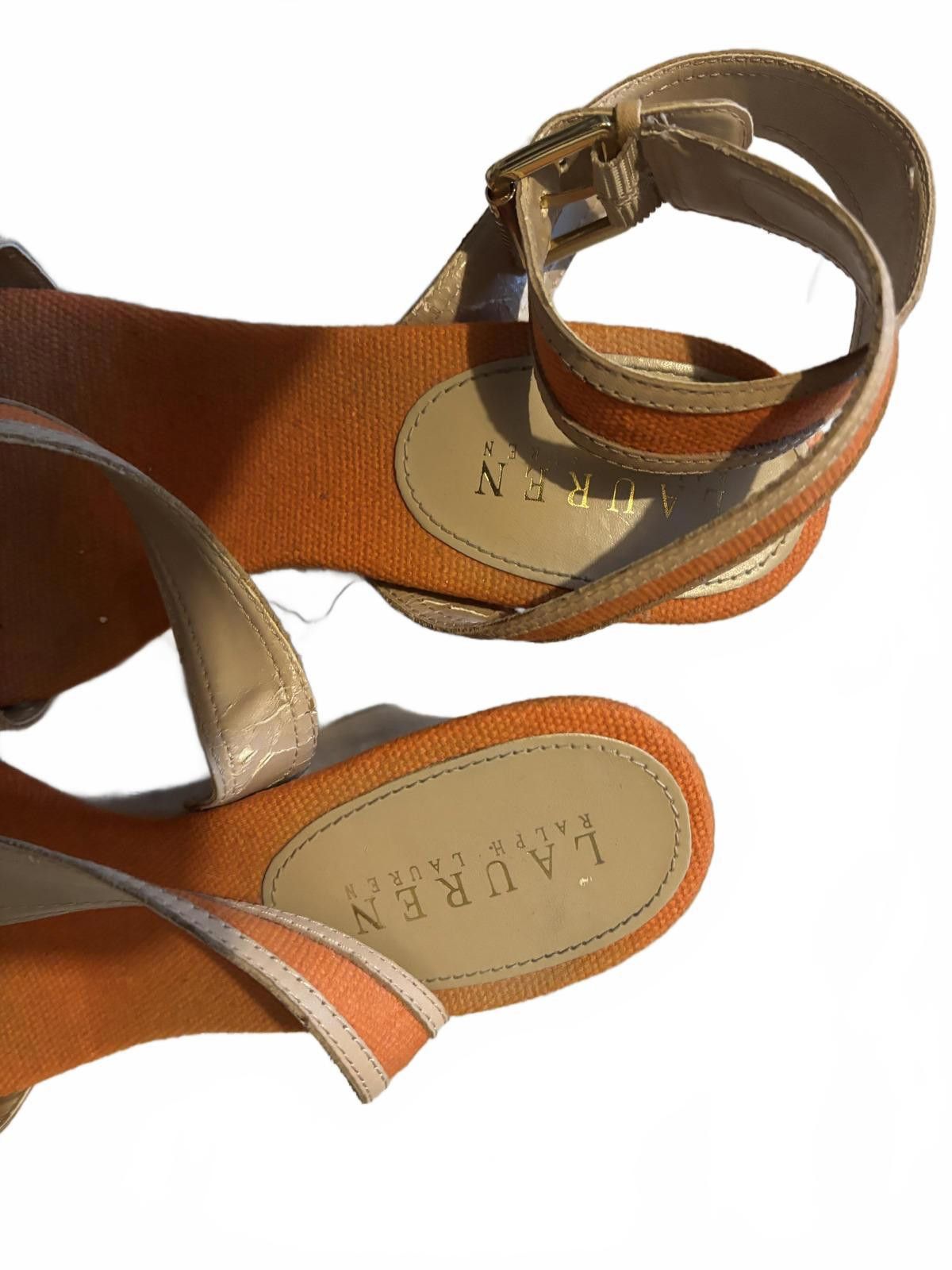 Lauren Ralph Lauren Ralph Lauren Beige and Orange Wedge Sandals Buckle Straps 7 Size US 7 / IT 37 - 6 Thumbnail