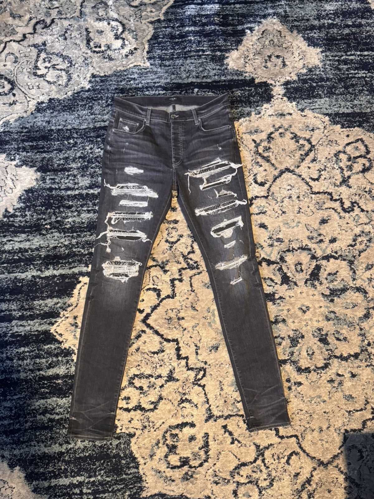 Amiri Bandana Thrasher Ripped Skinny Jeans