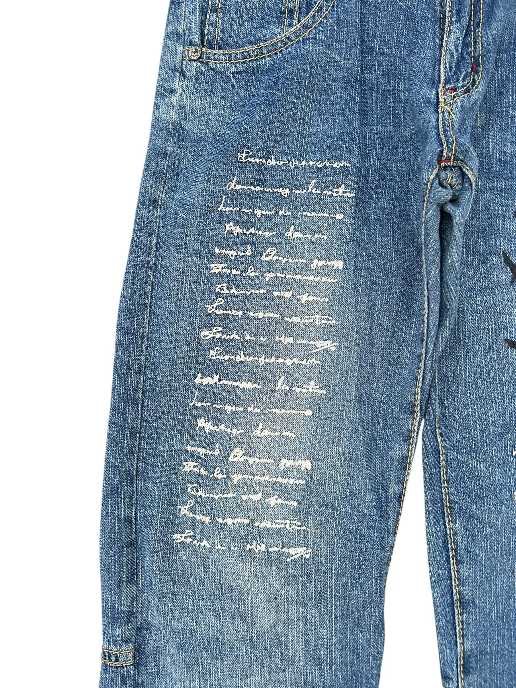 If Six Was Nine × KMRii × Kapital Batsu Skull Poems Distressed Japanese Punk Denim Jeans Size US 29 - 3 Thumbnail