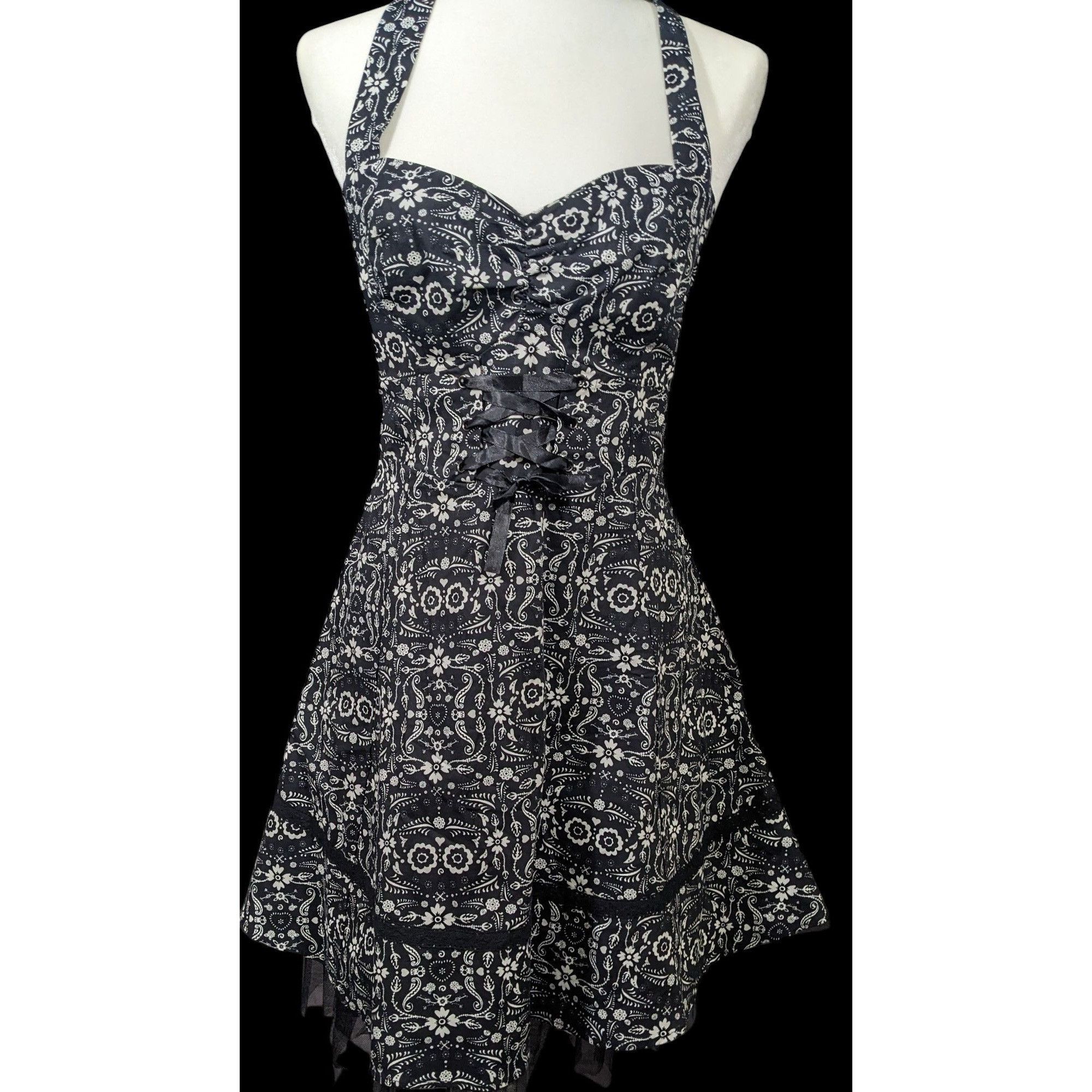 Other Hot Topic Book Of Life Black Floral Skeleton Halter Dress Si Size L / US 10 / IT 46 - 1 Thumbnail