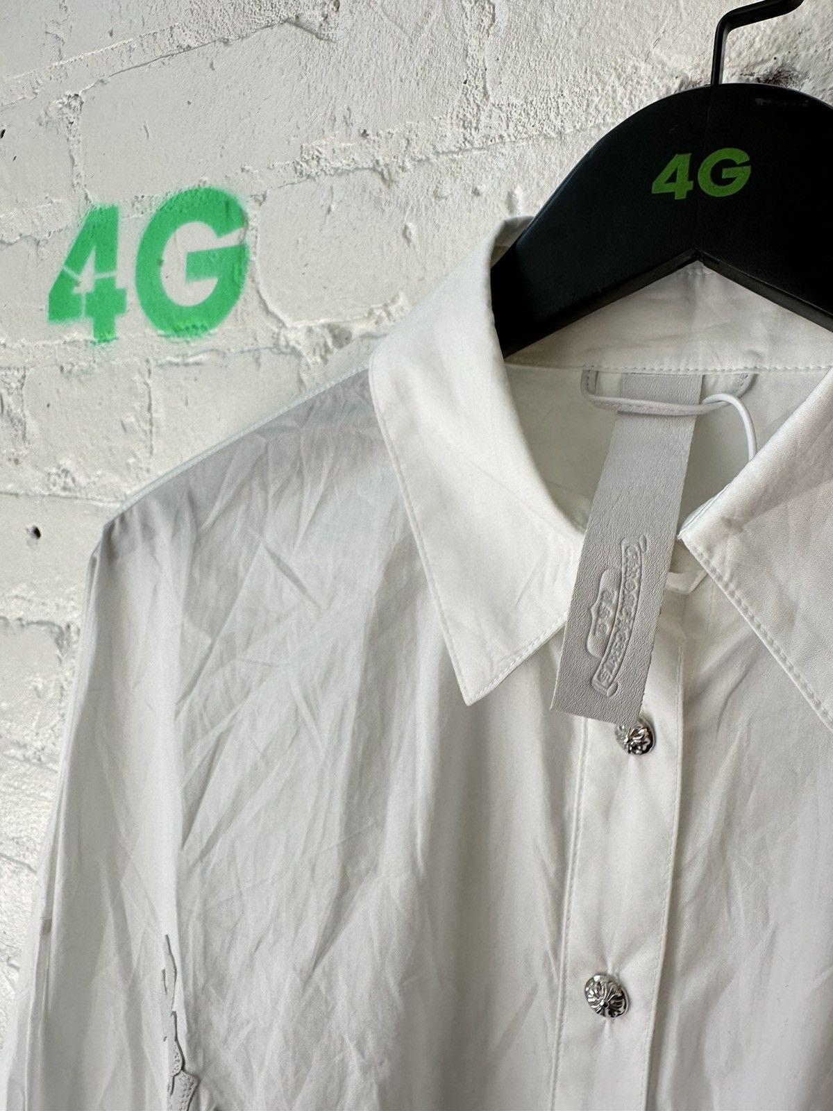 Chrome Hearts CHROME HEARTS LEATHER PATCHED DRESS SHIRT Size US XL / EU 56 / 4 - 5 Thumbnail