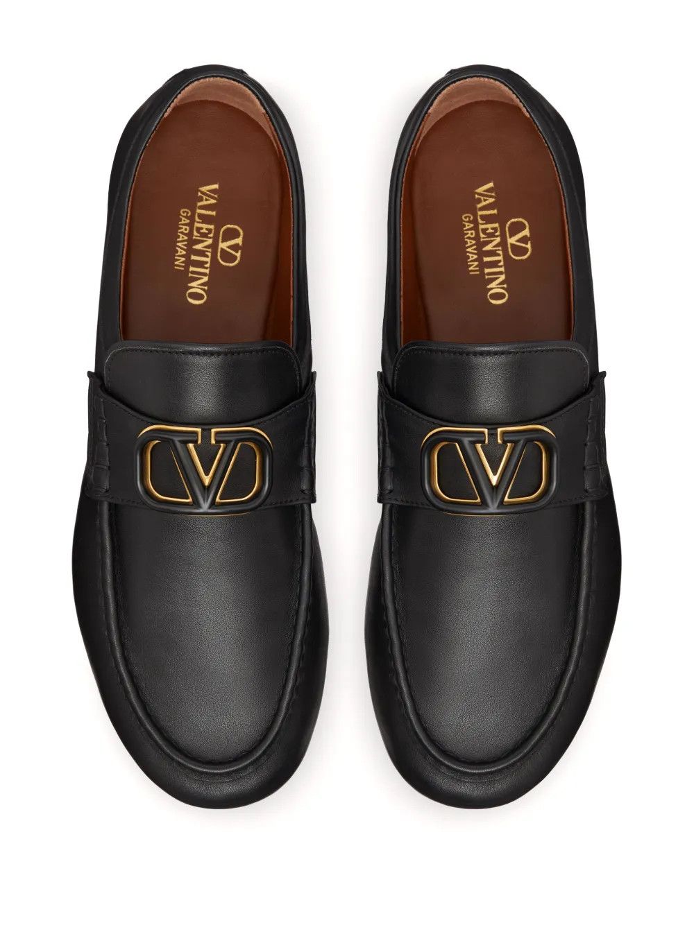 Valentino o1y0525 Logo Leather Loafers in Black Size US 7 / EU 40 - 3 Thumbnail