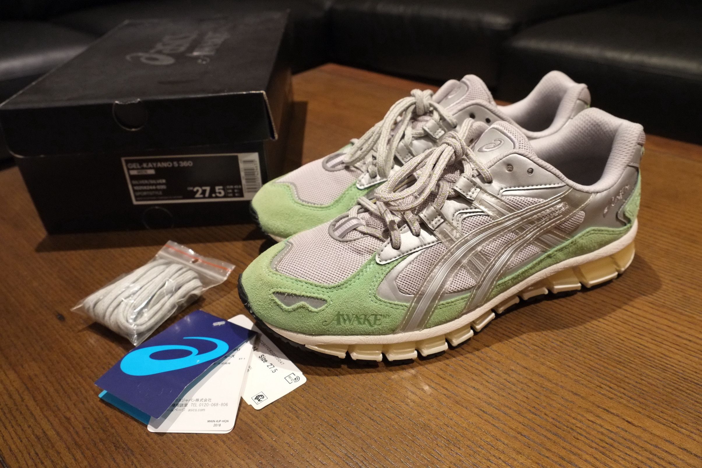 Asics Asics x Awake NY Gel-Kayano 5 360 silver/green | Grailed