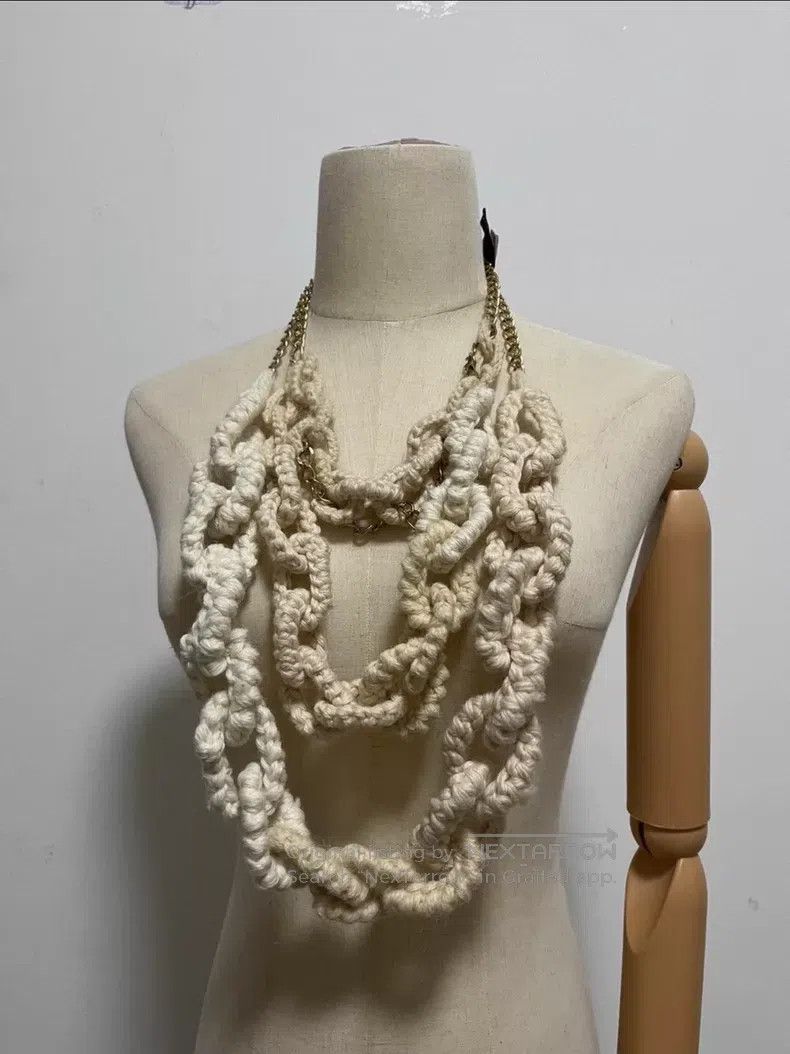 Comme des Garcons Comme Des Garcons knit three-layer necklace with chain det Size ONE SIZE - 1 Thumbnail