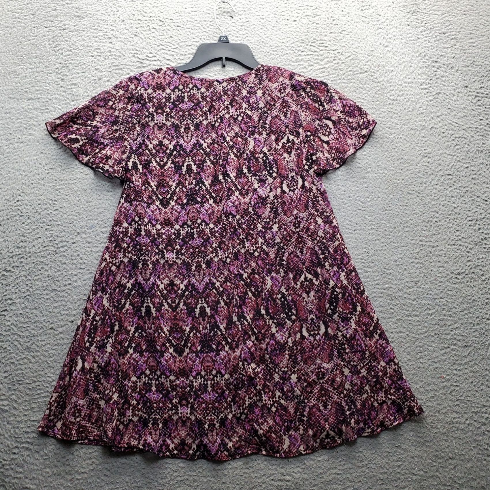 Skin Show Me Your Mumu A-Line Dress Womens XS Multicolor Snake Skin Flutter Sleeve Pullover V-Neck Short Sleeve Size XS / US 0-2 / IT 36-38 - 2 Thumbnail