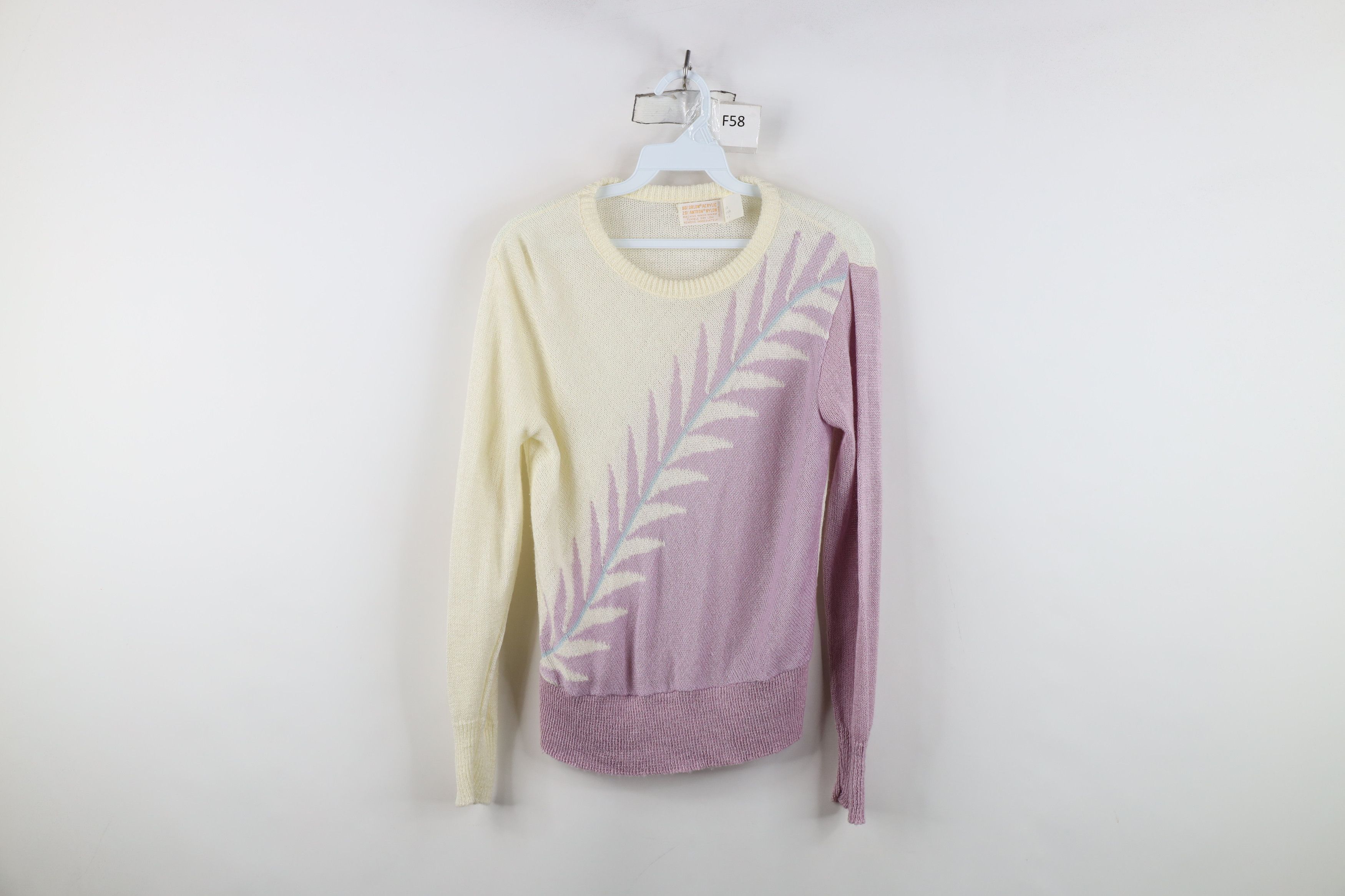 Vintage Vintage 70s 80s Mid Mod Loose Knit Nature Leaf Sweater Size L / US 10 / IT 46 - 1 Thumbnail
