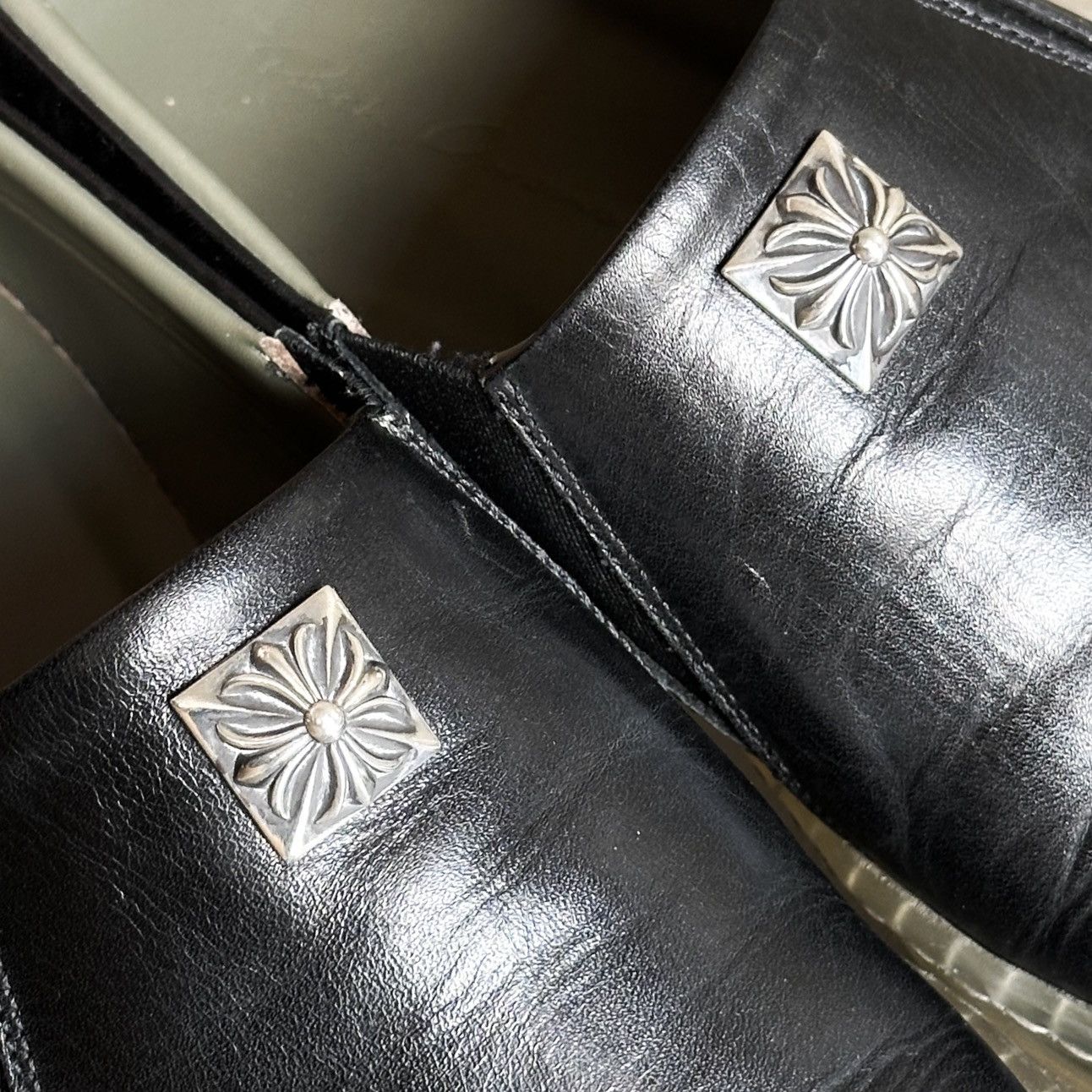 Chrome Hearts × Rick Owens 1/1 Pyramid Stud Special Order Leather No Cap Boat Sneakers Size US 9.5 / EU 42-43 - 3 Thumbnail