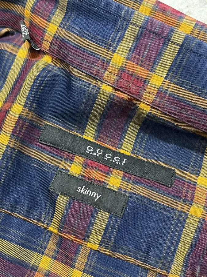 Gucci Gucci Checkered Bordeaux & Navy Shirt Size US S / EU 44-46 / 1 - 10 Thumbnail