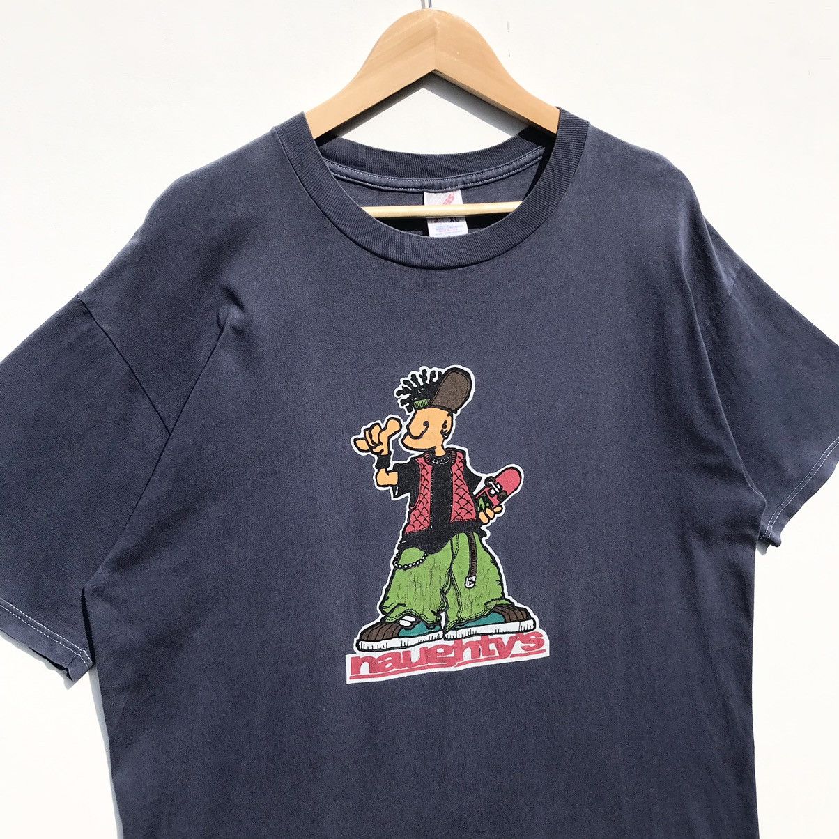 Vintage 90s Naughty's Skateboard Shirt Naughty SunFaded