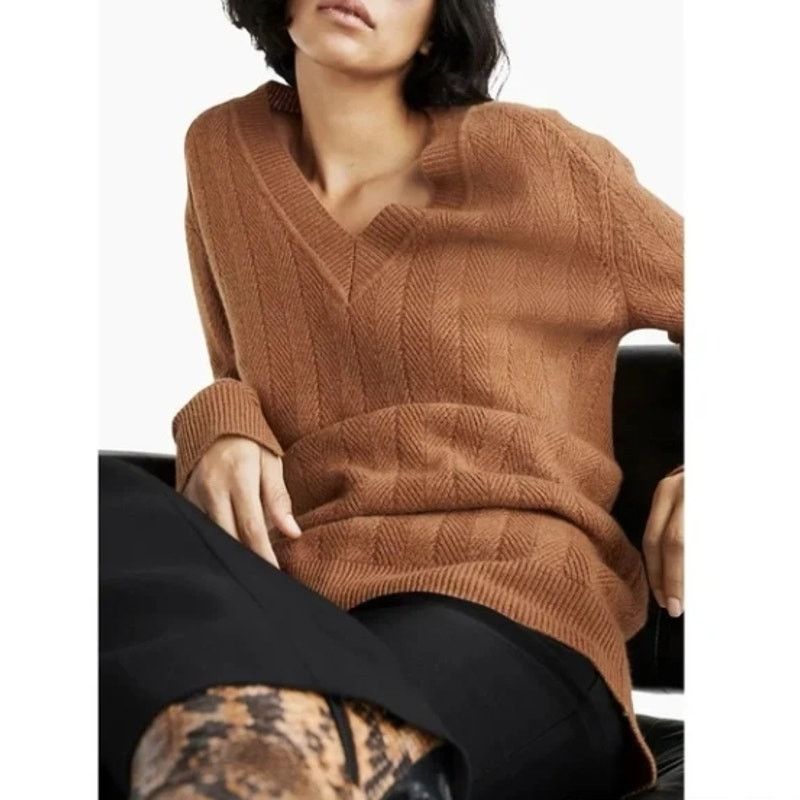 Rag & Bone NEW! Rag & bone Durham Herringbone-Knit Cashmere Minidress Size S / US 4 / IT 40 - 3 Thumbnail