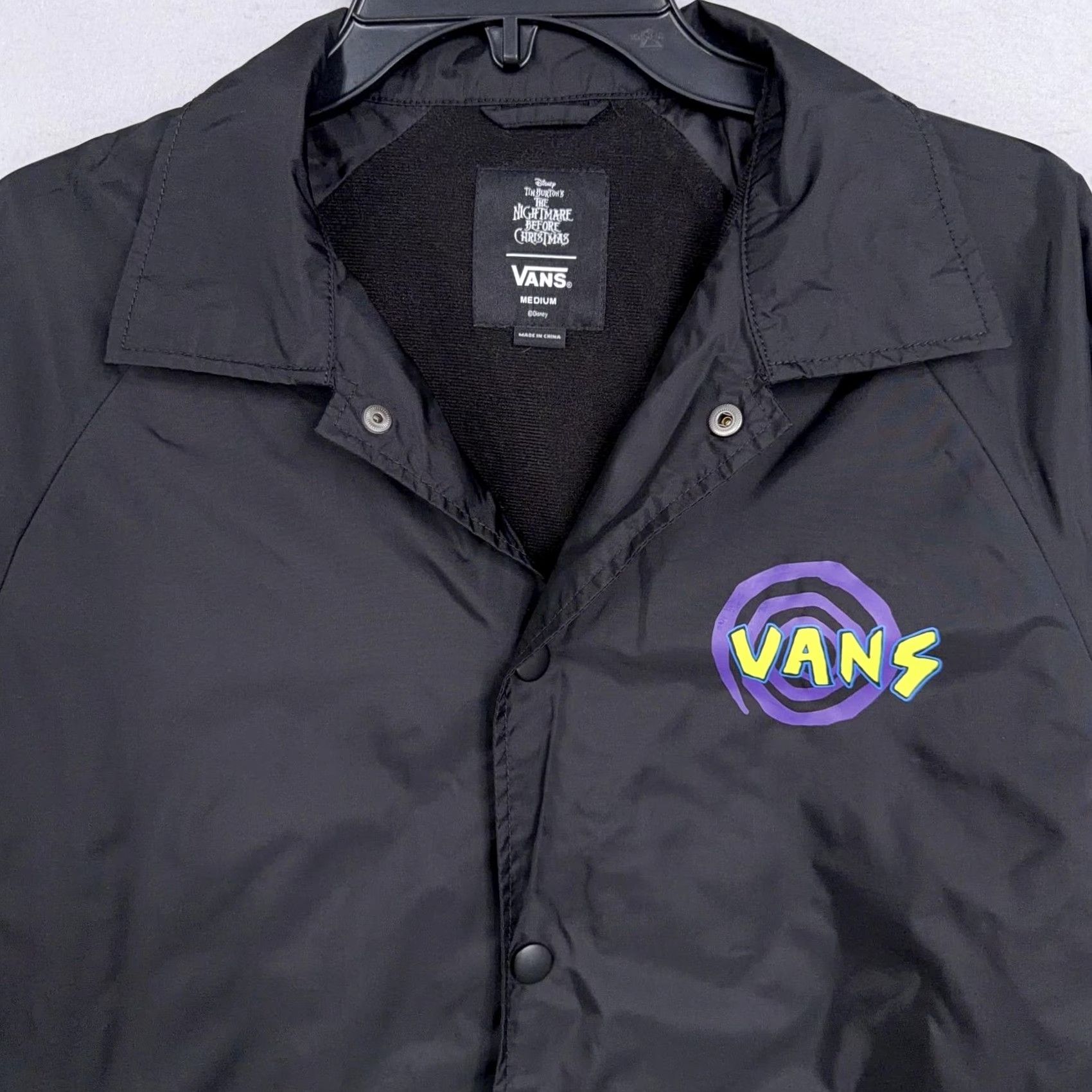 Vans Vans Nightmare Before Christmas Oogie Boogie Coach Jacket Mens Medium Black Windbreaker with Snap Front Festive Halloween 90s Inspired? Size US M / EU 48-50 / 2 - 3 Thumbnail