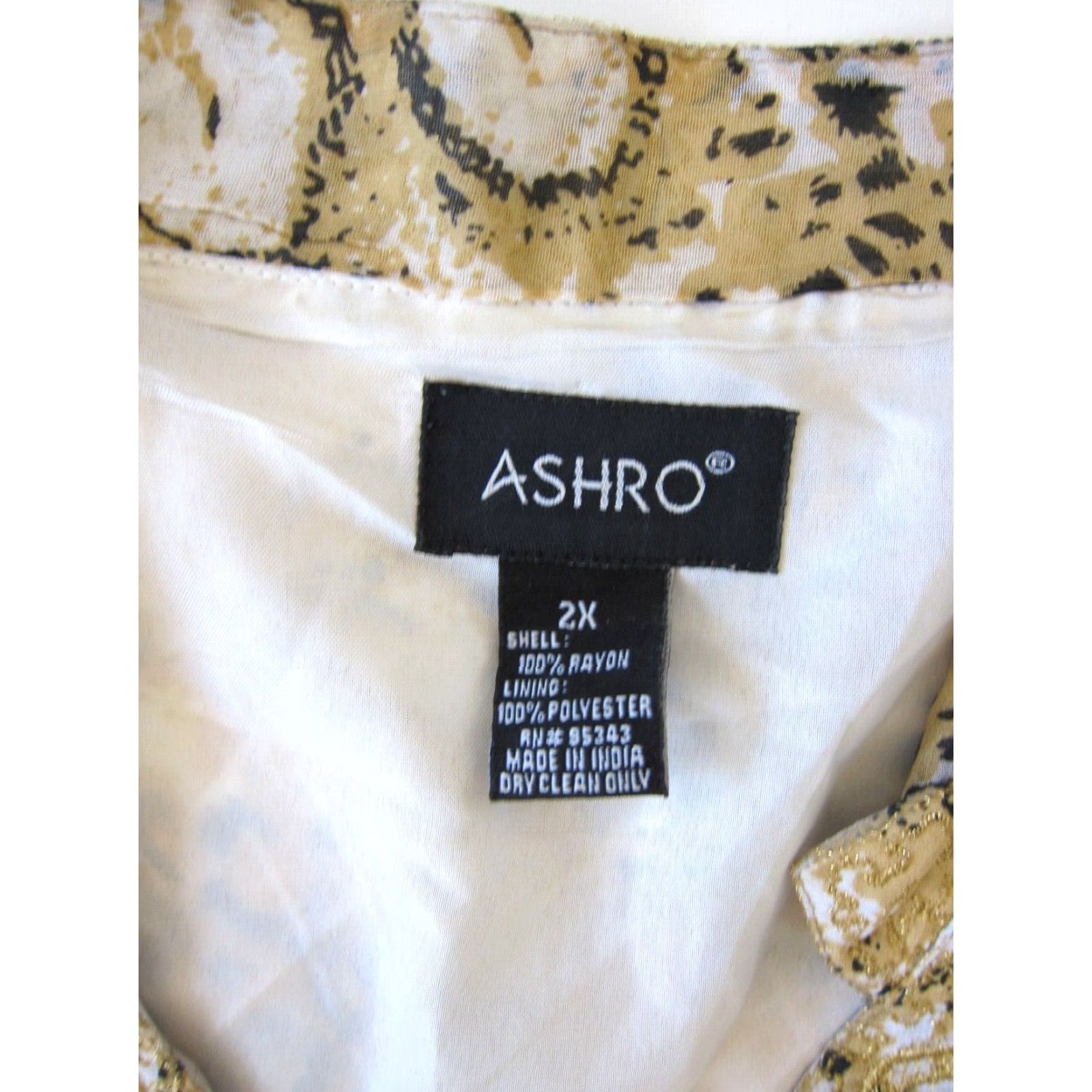 Vintage Ashro 100% Rayon Gold Black Cheetah Zebra Long Maxi Kaftan Maxi Muumuu Dress 2X Size XXL / US 16-18 / IT 52-54 - 4 Thumbnail