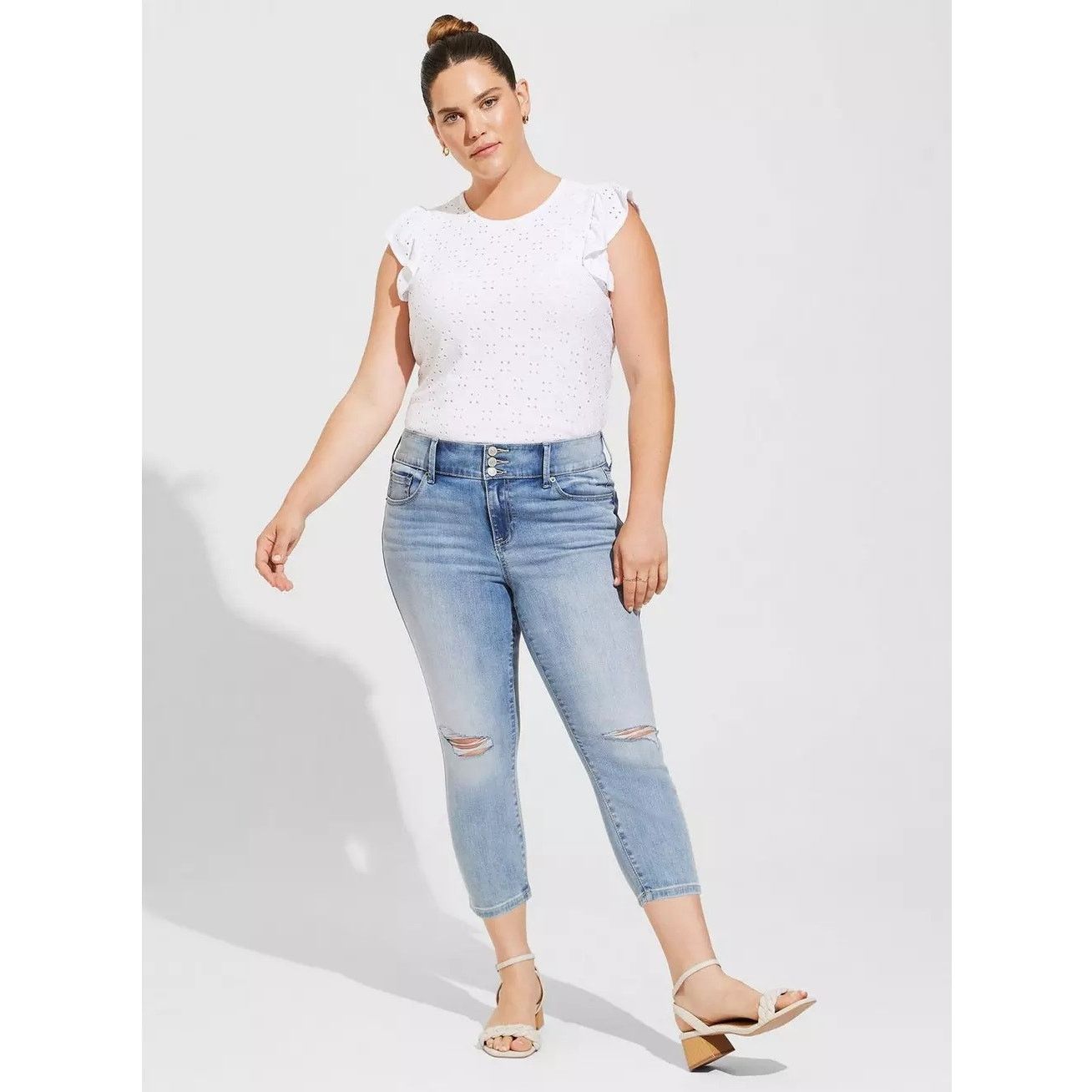 Other TORRID Eyelet Jersey Crew Neck Ruffle Top Womens Plus 4X Size 4XL / US 24-26 - 9 Thumbnail