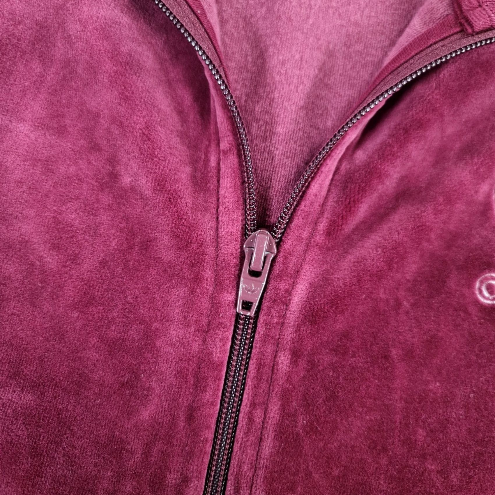 Adidas Adidas Mens Tracksuit Jacket Burgundy Red Small Velour Track Top DH5789 Size 36R - 5 Thumbnail