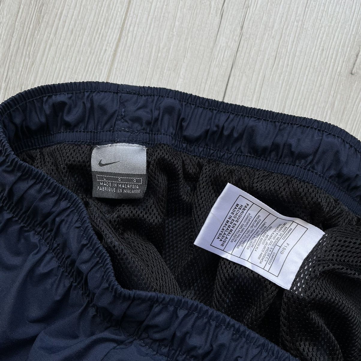 Nike × Vintage Nike Vintage 00s Wide Nylon Mesh Y2K Swoosh Track Pants Blue Size US 34 / EU 50 - 9 Thumbnail