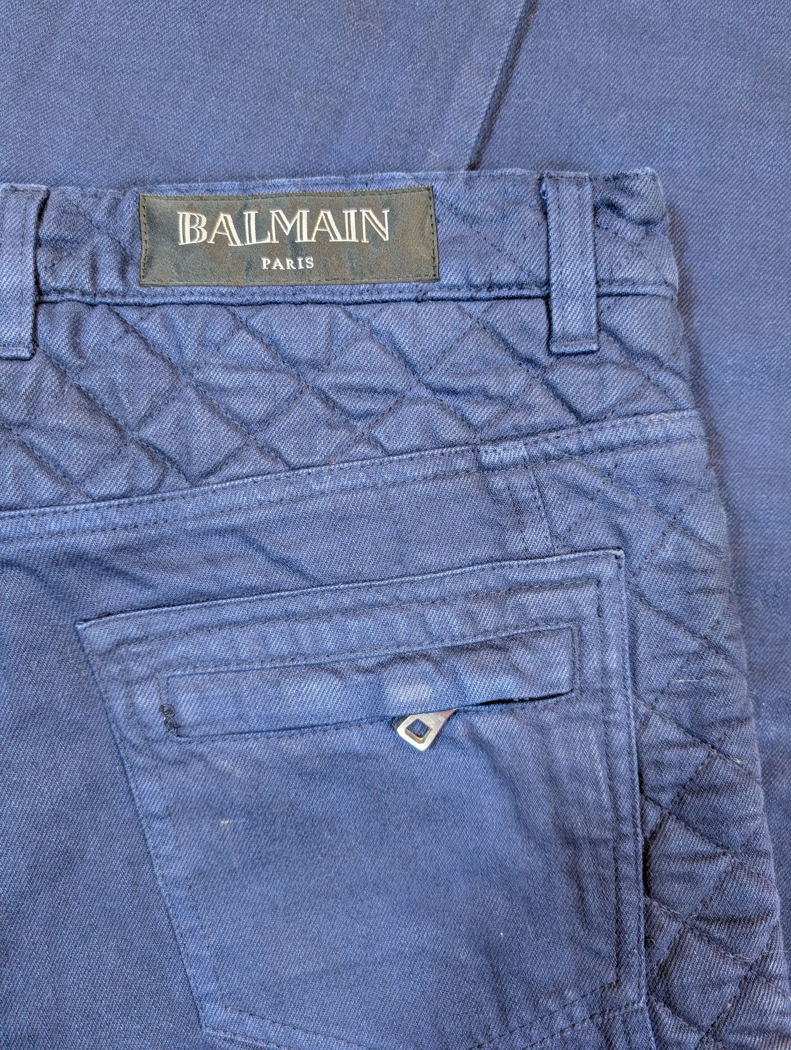 Balmain Balmain 2014 Sample Quilted Moleskin Blue Navy NWT Jeans Size US 30 / EU 46 - 6 Thumbnail